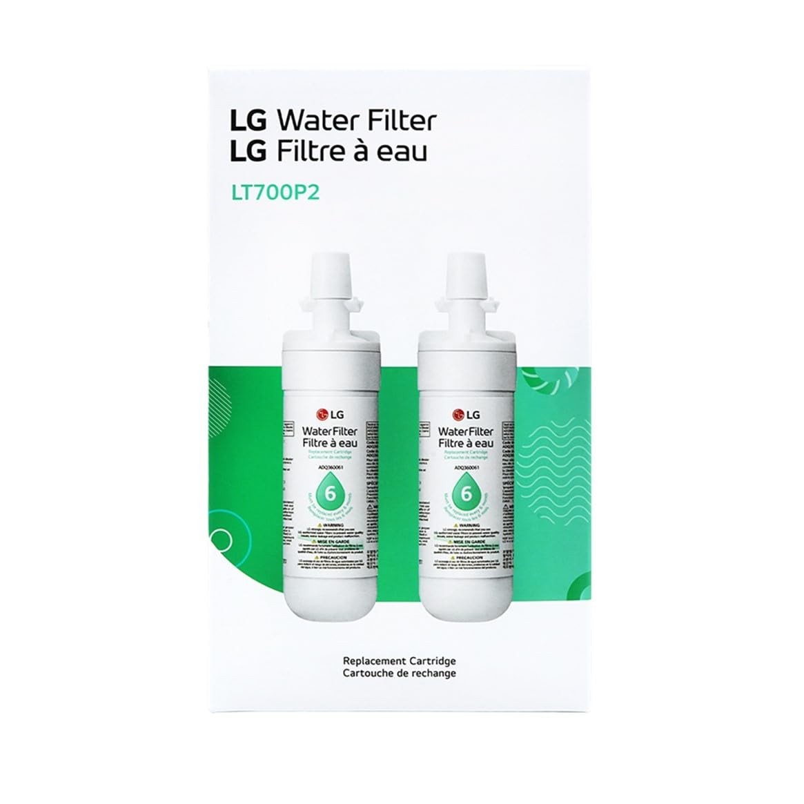 LG LT1000P2 6-Month / 200 Gallon Refrigerator Replacement Water Filter 2 PACK