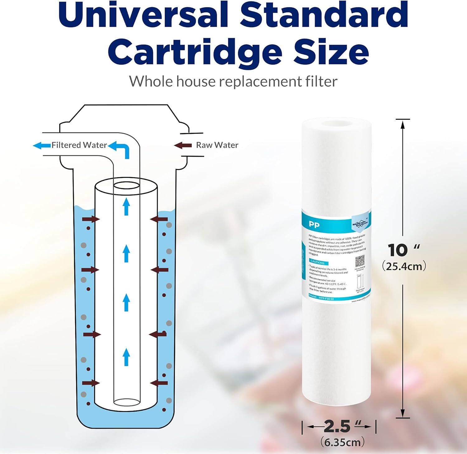 1-100 Pack 1/5/10/20/25/50 Micron 10″x2.5″ Sediment Water Filter Whole House NSF