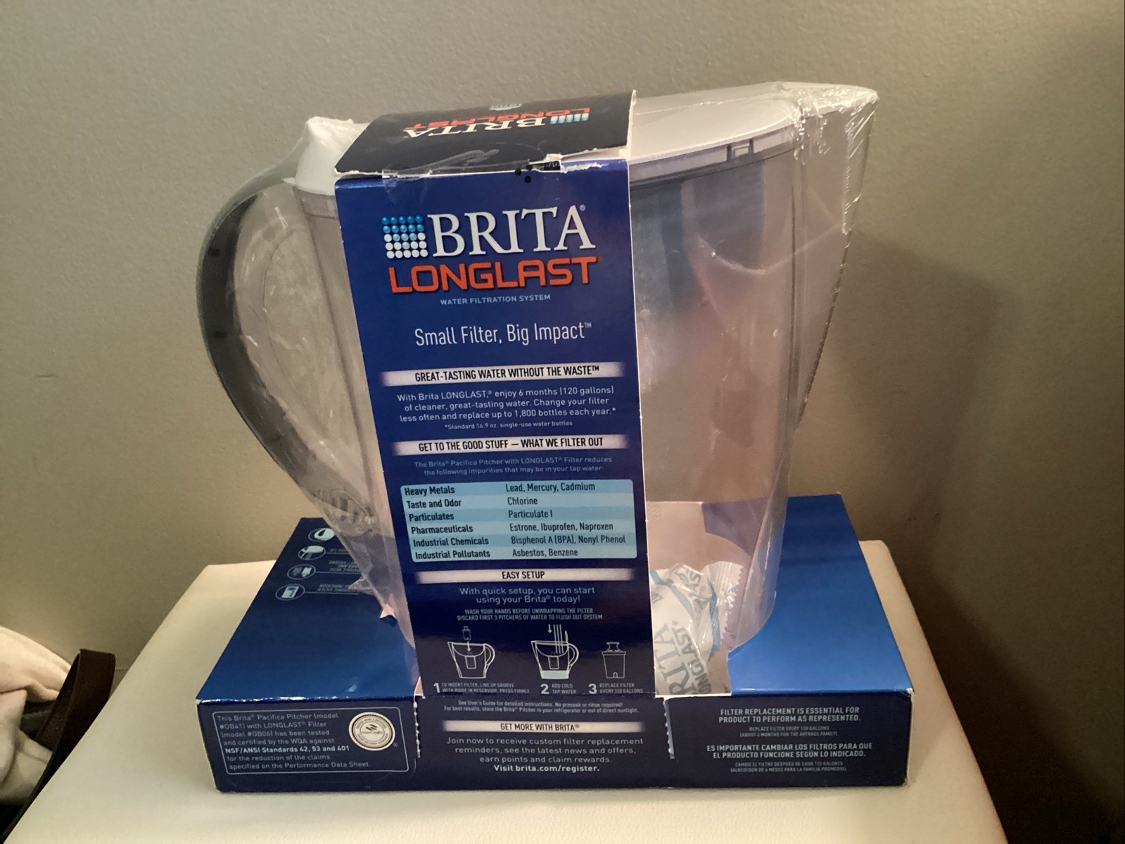 NEW Brita Longlast 10-Cup Water Filter Pitcher System w/ 1 Elite Filter BPAFree