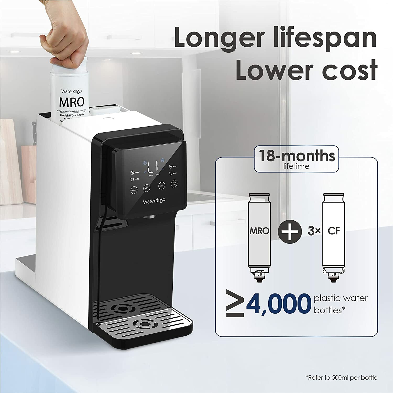 Waterdrop N1 Countertop Reverse Osmosis System 4 Stage31 Pure to Drain G2U