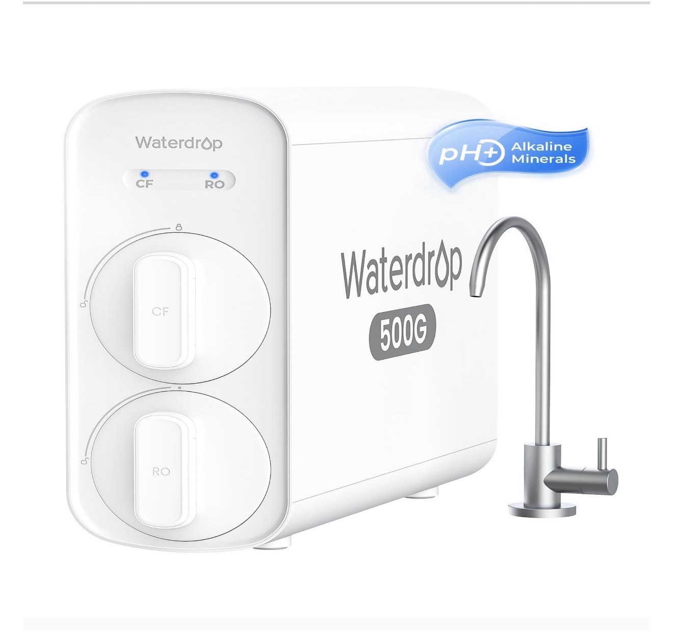 Waterdrop G5P500A Alkaline Mineral pH+ Reverse Osmosis Water Filter, Reduces TDS