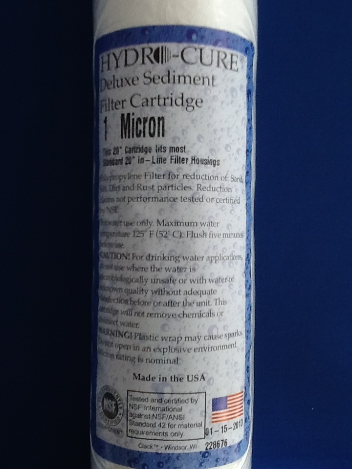 HYDRO CURE DELUXE 1 MICRON 20″x2.5″ SEDIMENT FILTER – CASE OF 25