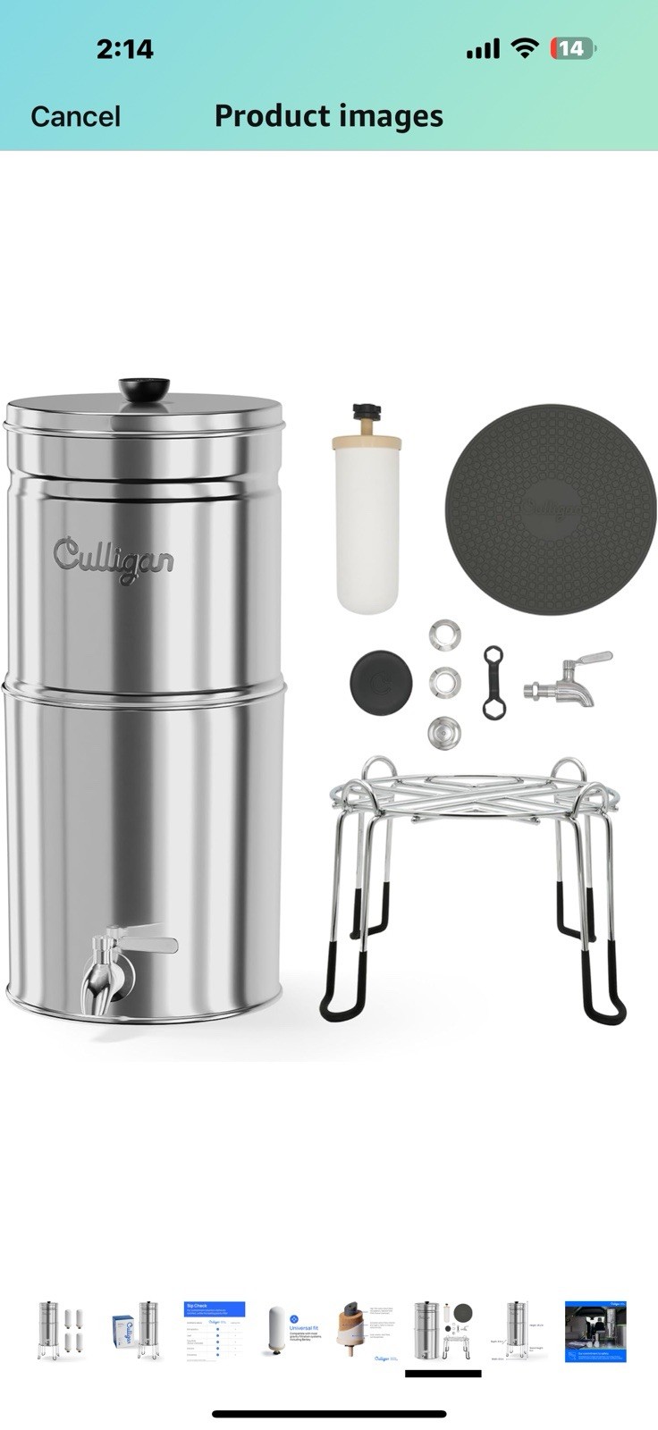 Culligan with MaxClear Technology 2.25 Gallon Gravity Water Filter System,