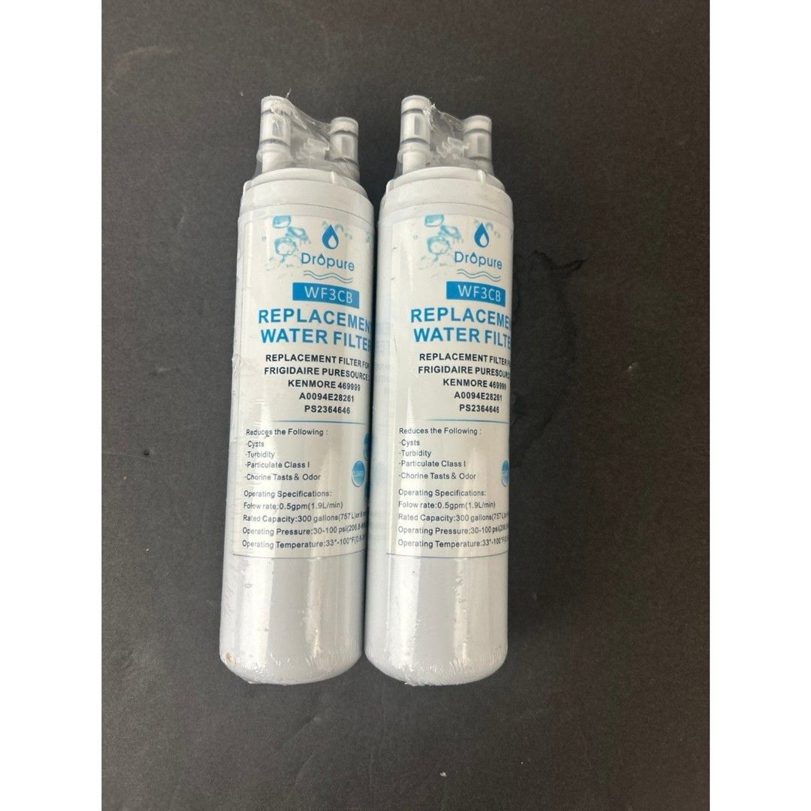 2 Pack Dropure WF3CB Replacement Water Filter Frigidaire PureSource Kenmore