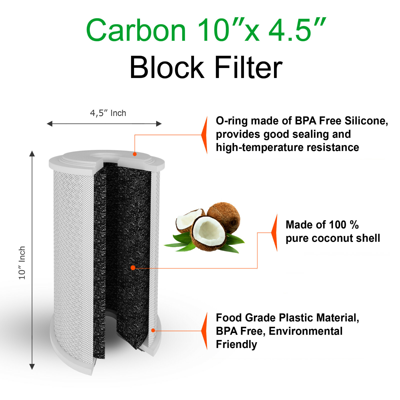 12 pcs Big Blue CTO Carbon Block Water Filters 4.5″ x 10″ Whole House Cartridges