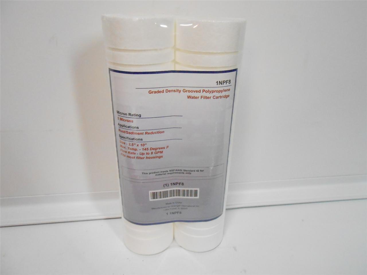 1NPF8 GROOVED POLY WATER FILTER CARTRIDGE 5 MICRON RUST/SEDIMENT 2pk