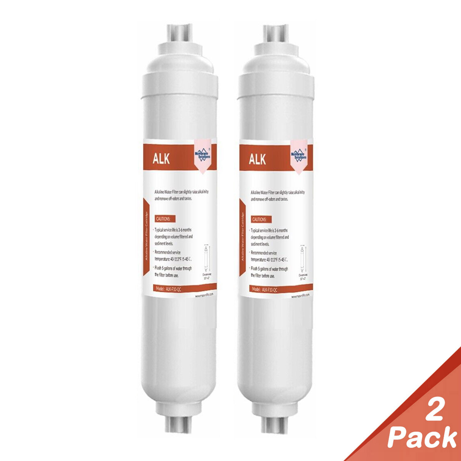 2 Pack pH+ Inline Mineral Alkaline Ionizer Water Filter Under Sink RO Cartridges