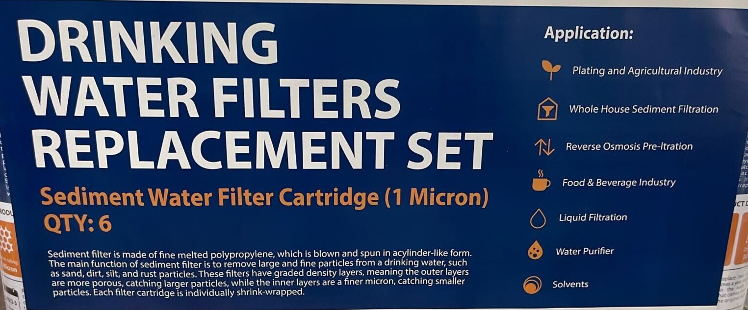 Aquaboon 6pk 1 Mic 10″ Sediment Water Filters for Any Standard RO Unit