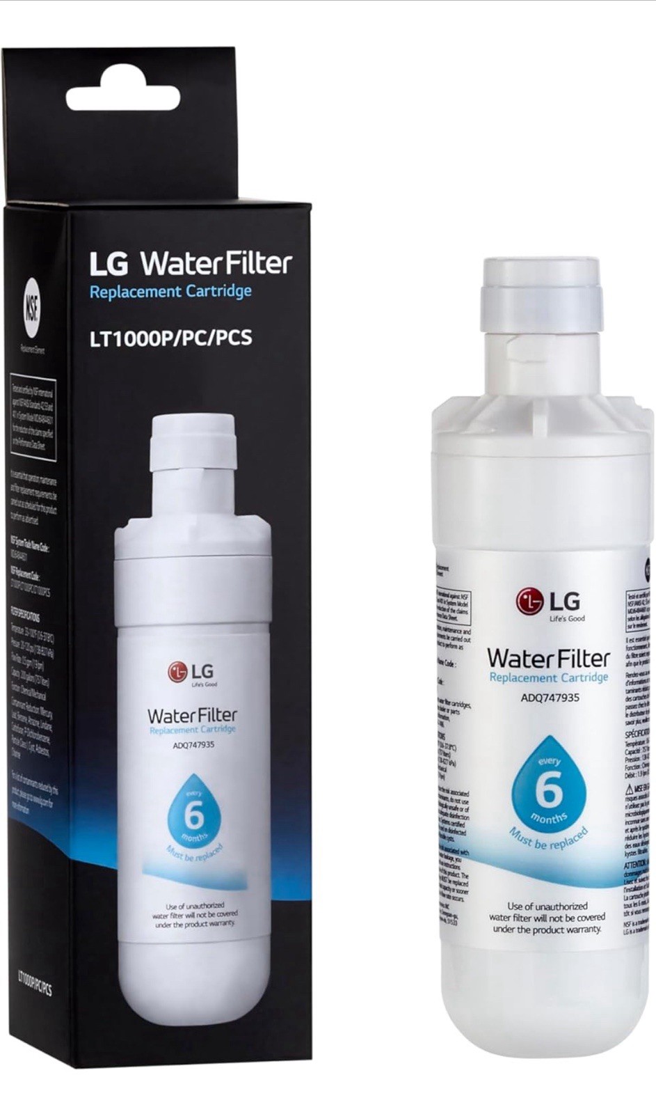 Genuine LG LT1000P 6Month /200Gal Capacity Replacement Refrigerator Water Filter