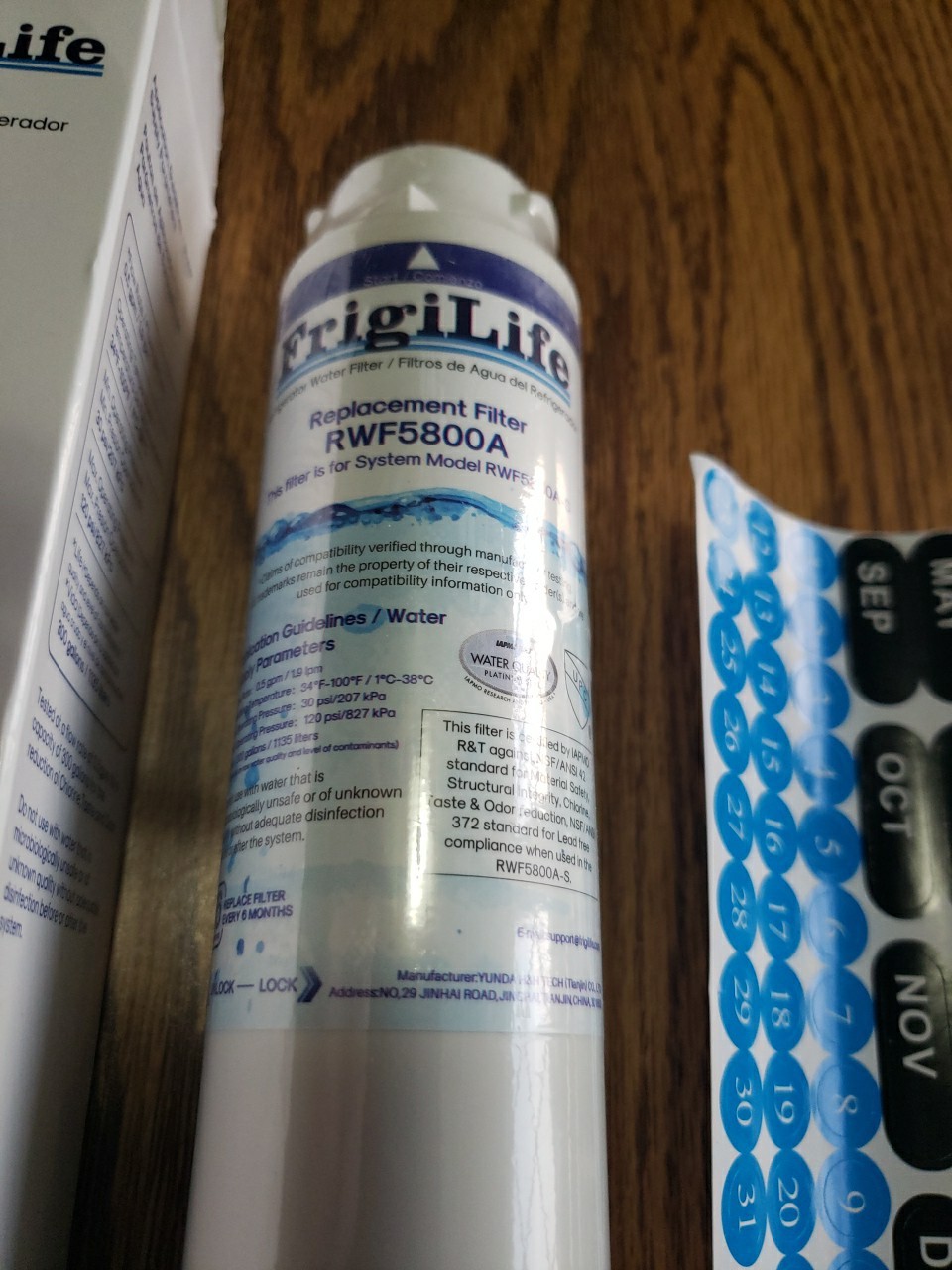 Frigilife Water Replacement Filter RWF5800A 6 Months 300 Gallons New