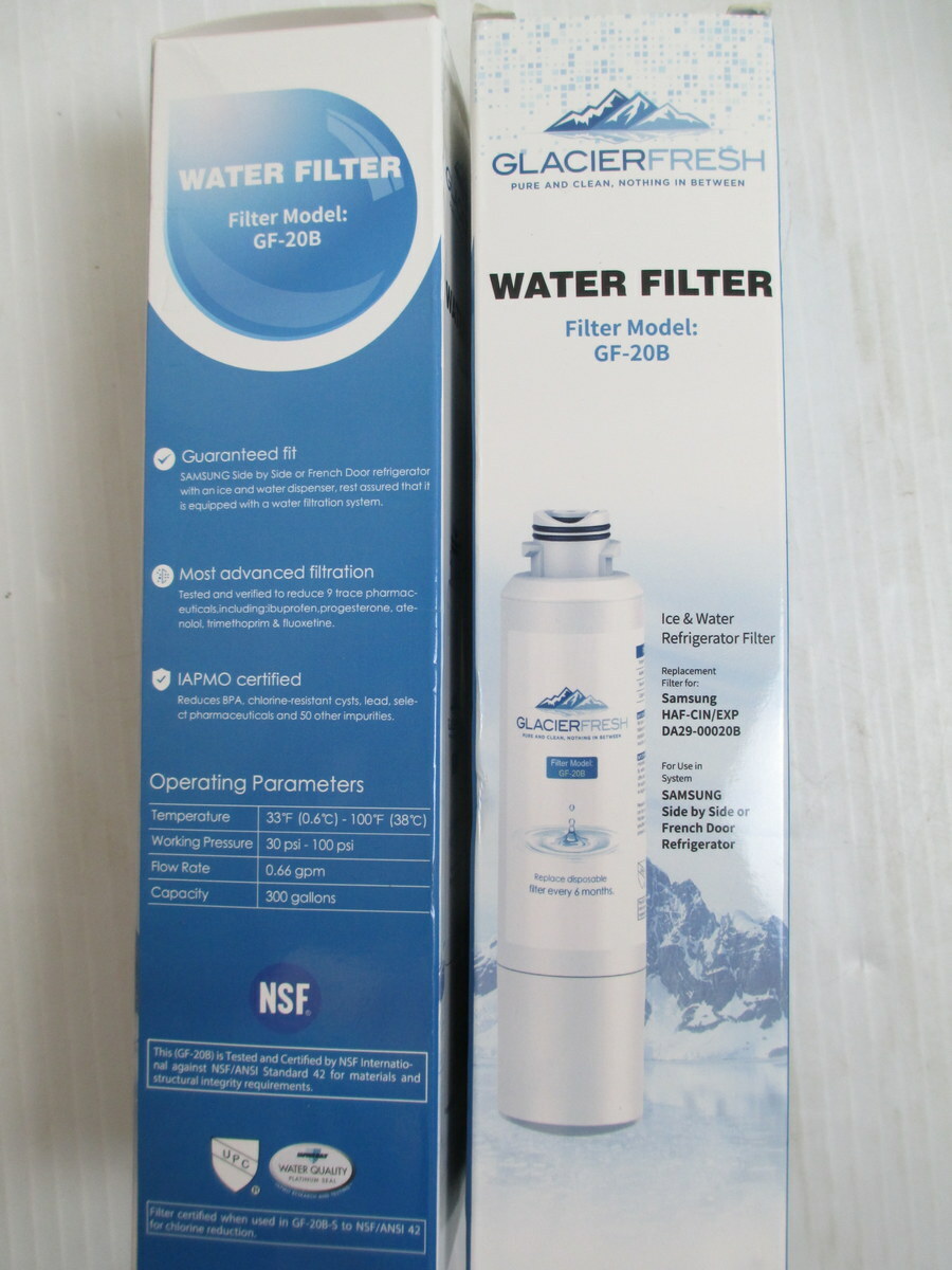 Glacier Fresh water filter GF-20B Samsung side by side refrigerators lot of 2