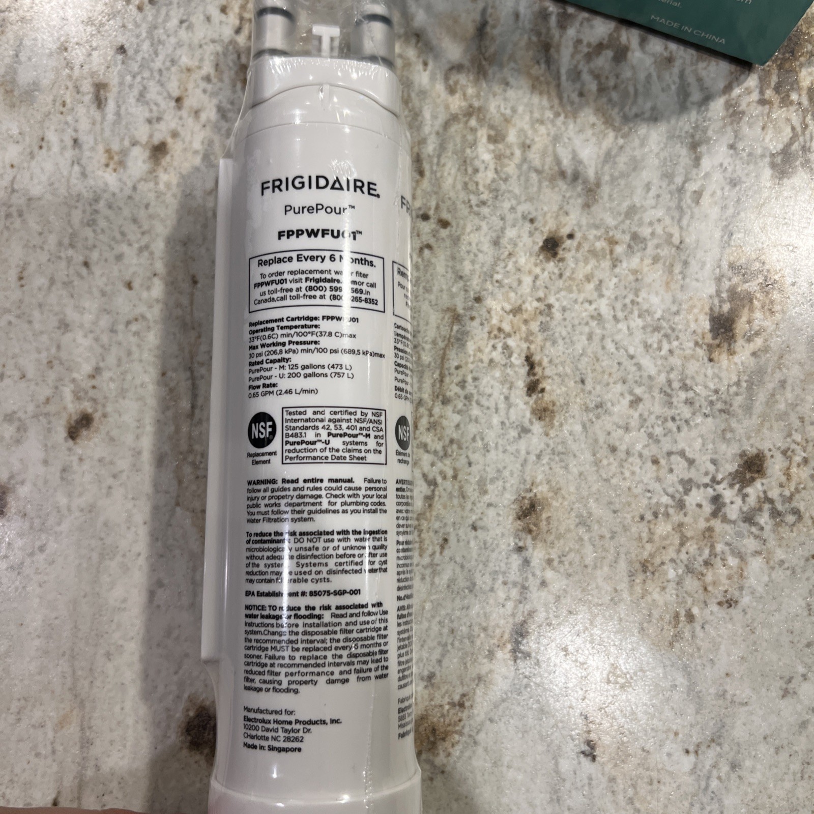 1 pack Frigidaire FPPWFU01 PWF-1 Refrige PurePour Water &Ice Refrigerater Filter