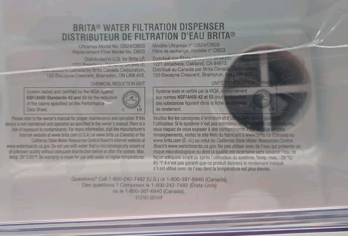 Brita UltraMax 27 Cup Large Water Filter Dispenser Fridge Purifier White/Gray