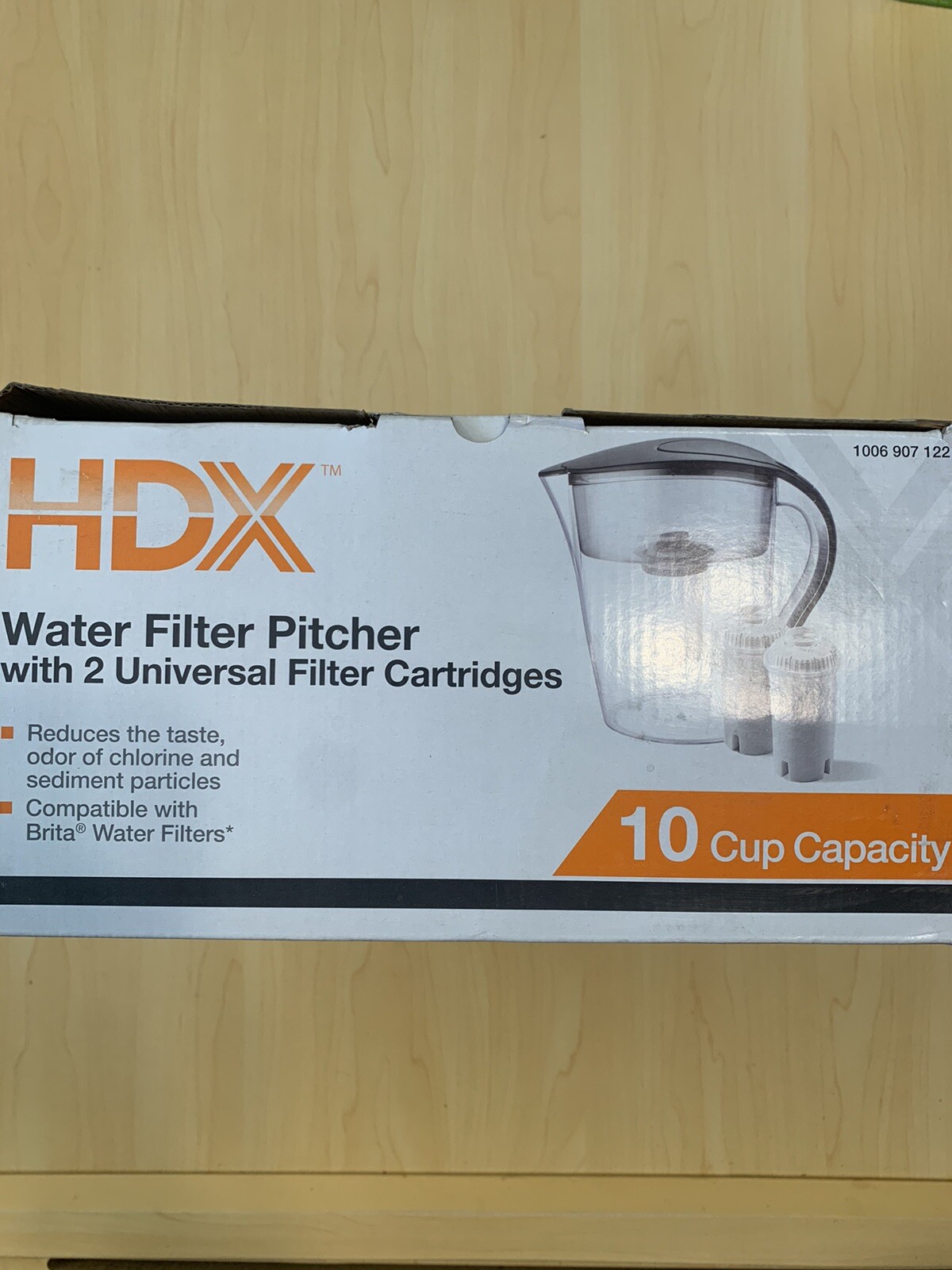 New, Free ship, HDX 10-Cup Large Water Filter Pitcher with 2 Filters, BPA Free