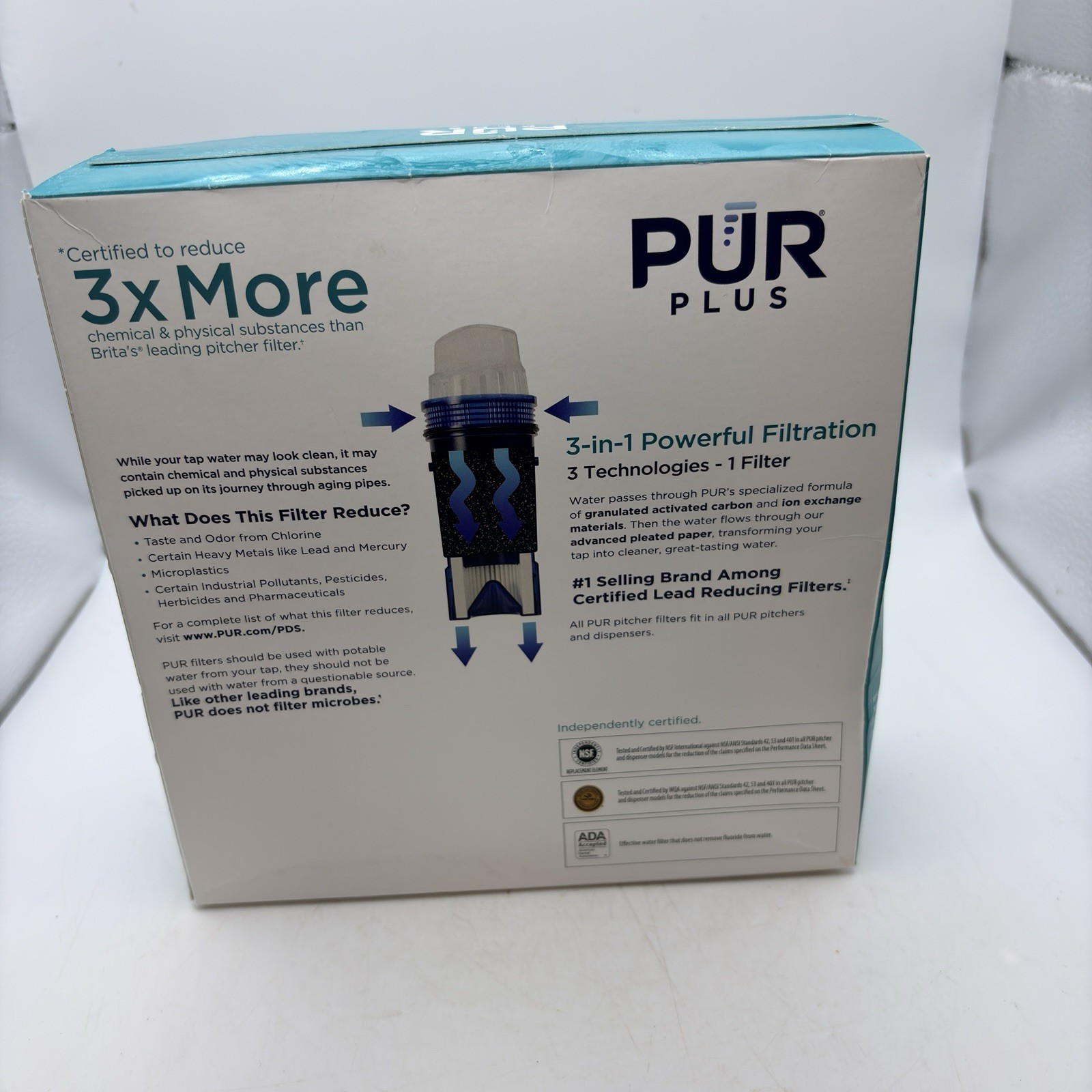 PUR PLUS 3 Count Water Filter Pitcher Replacement NSF Certified Lead Reduction