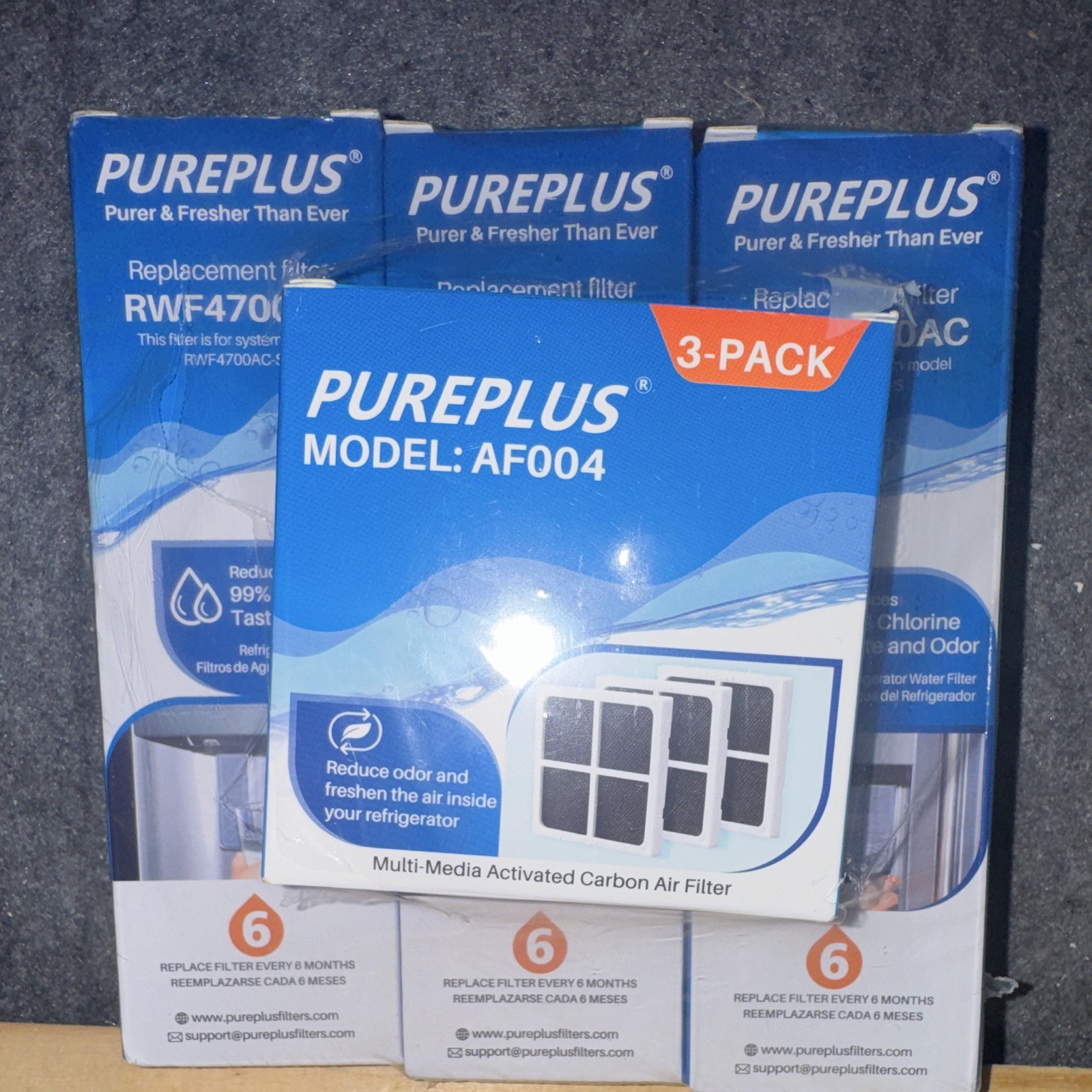 PUREPLUS AF004 RWF4700AC 3-Pack Whirlpool Fridge Carbon Filter, Chlorine