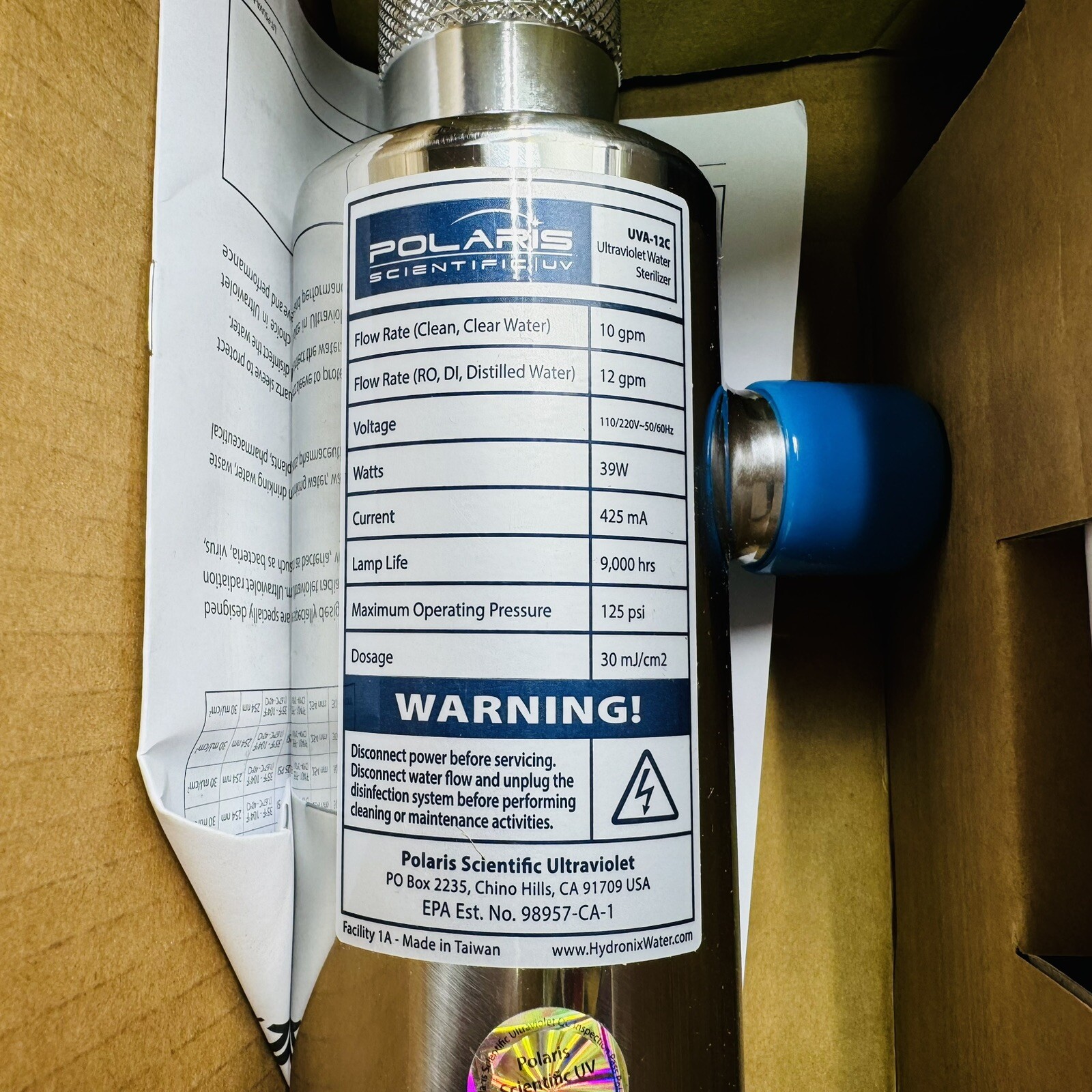 Polaris UVA-12C Whole House UV Ultraviolet Water Sterilization System 12 GPM