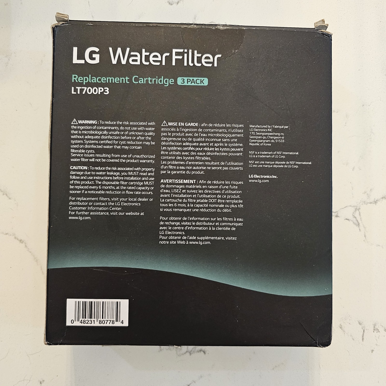 3 PACK OEM LG LT700P Refrigerator Water Filter ADQ360061 Genuine Factory Sealed