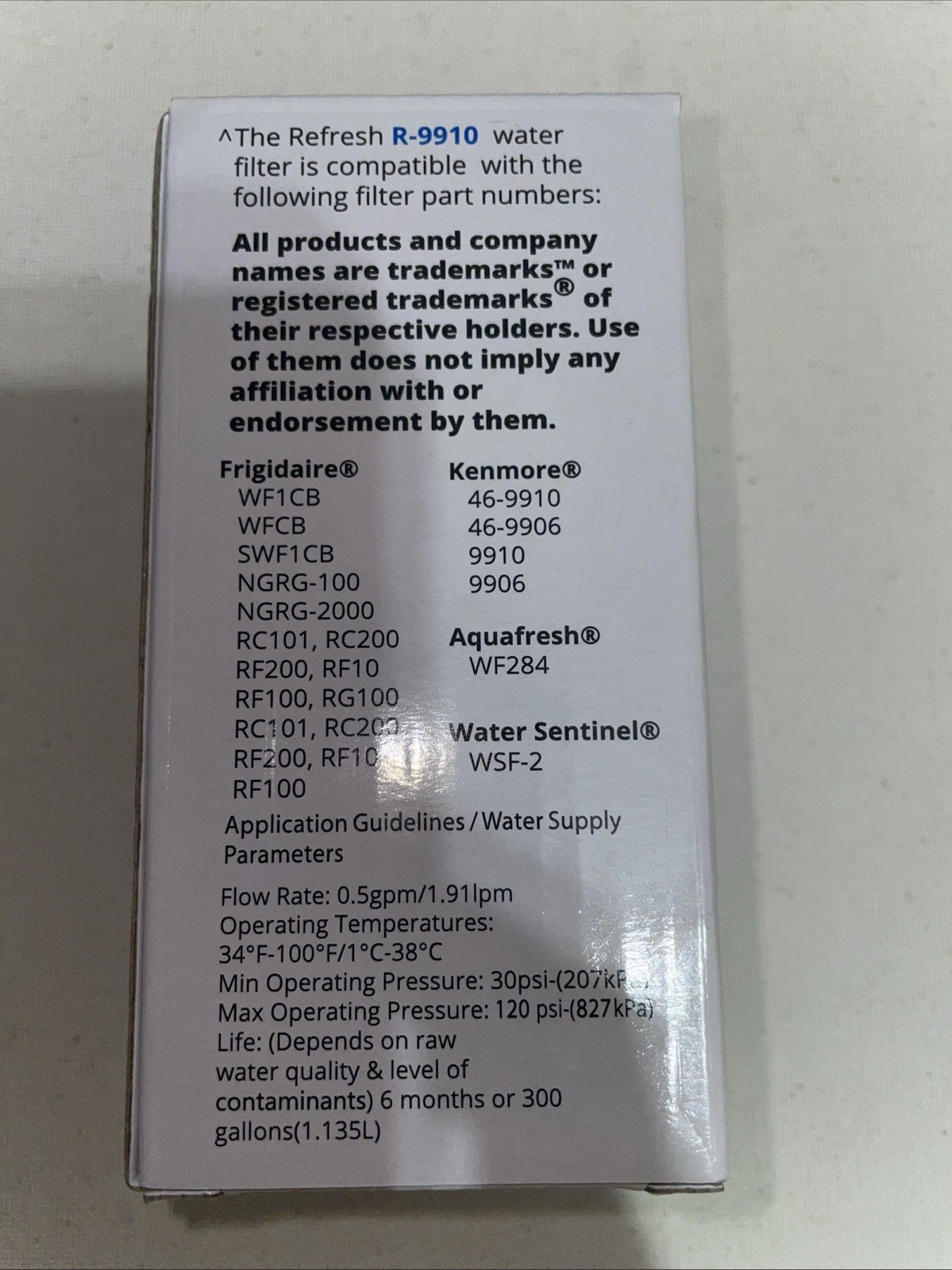 Refrigerator Water Filter Refresh R-9010 Frigidaire/ Kenmore Replacement New