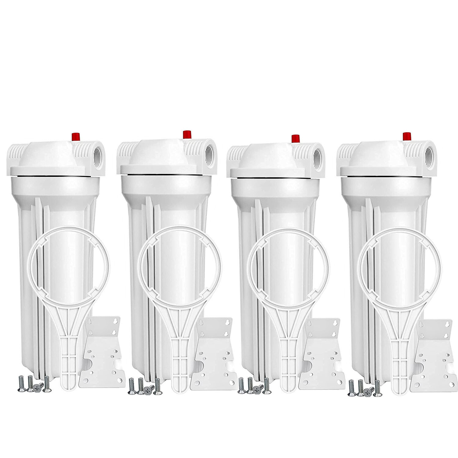4 Pack 10 Inch Whole House Water Filter Housing for 10″ x 2.5″ Filters RO System
