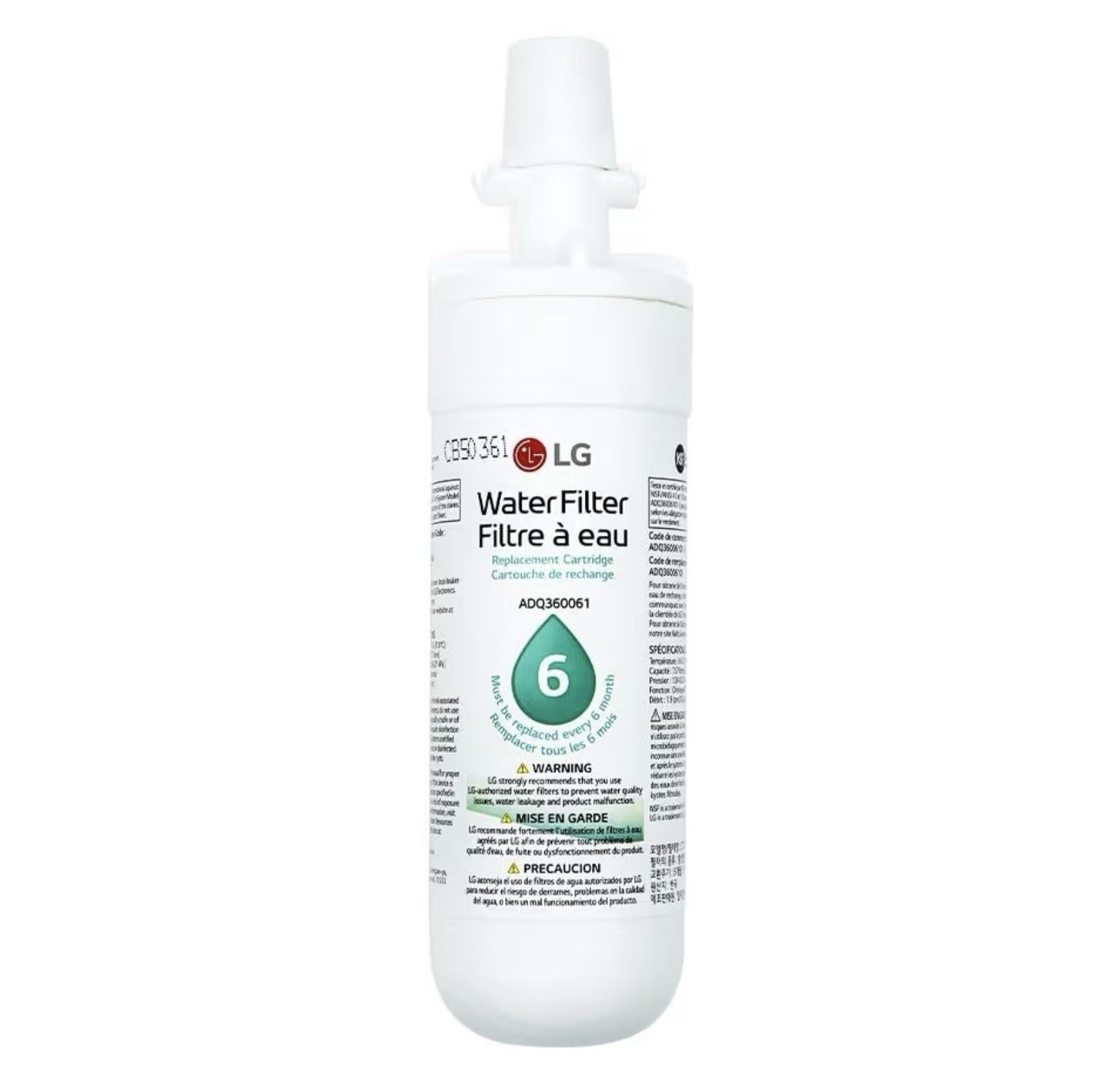 LG LT700P2 Refrigerator Water Filter 6-Month 200 Gal Replacement 2-Pack White