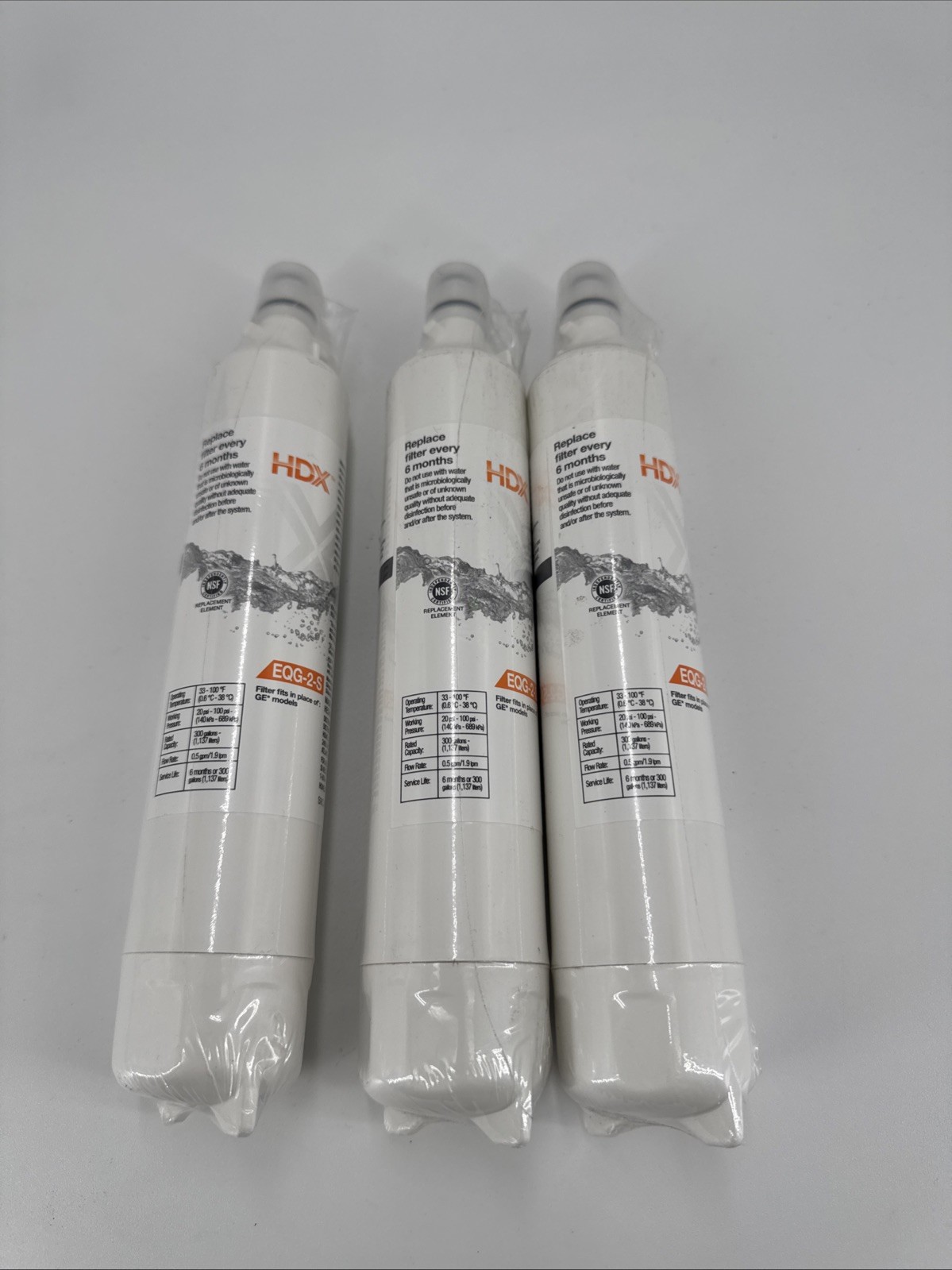 Lot of 3 HDX EQG-2-S Refrigerator Water Filter for GE Model RPWFE Fast Shipping.