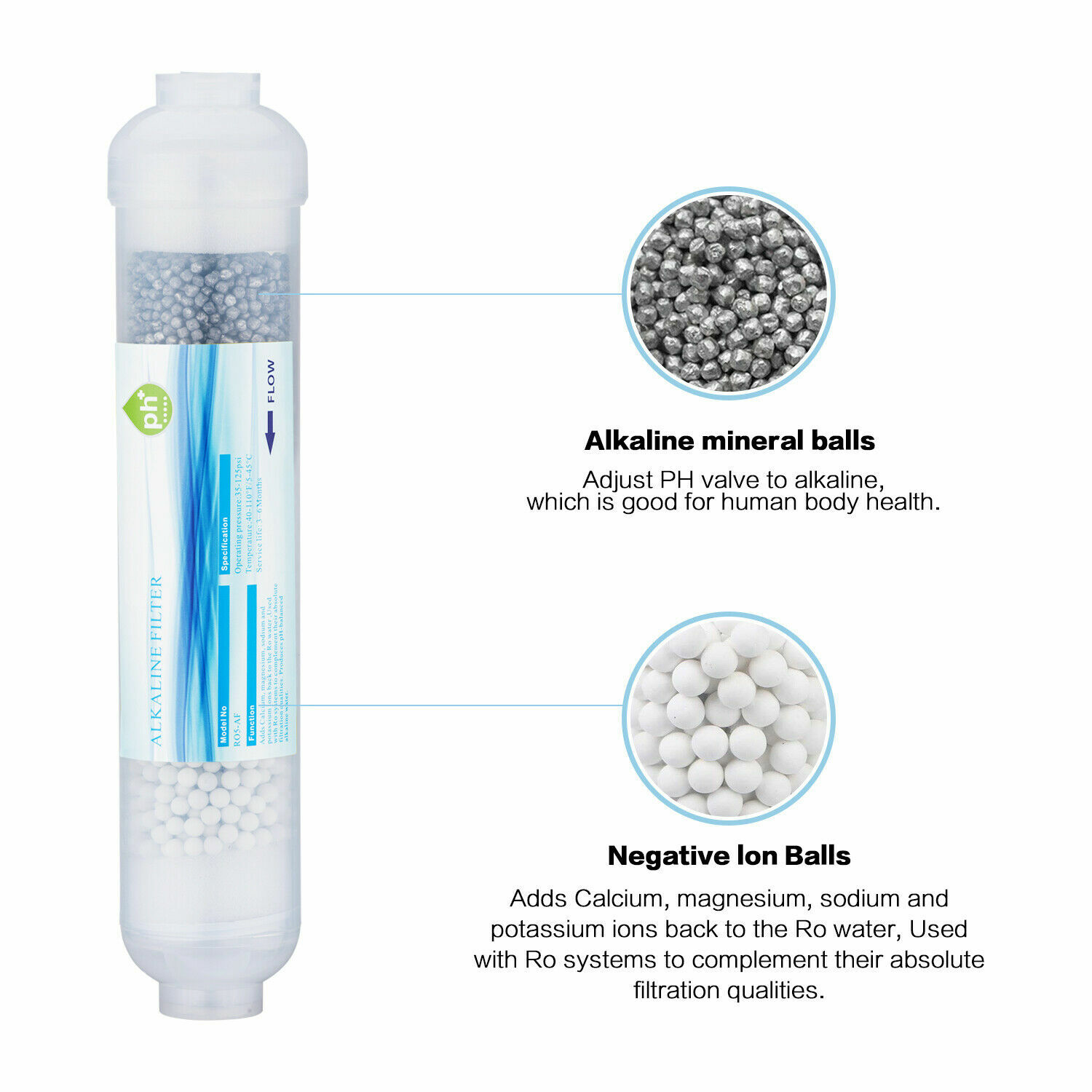 6 Stage Reverse Osmosis RO Drinking Water System with Alkaline pH+ Filter 75GPD