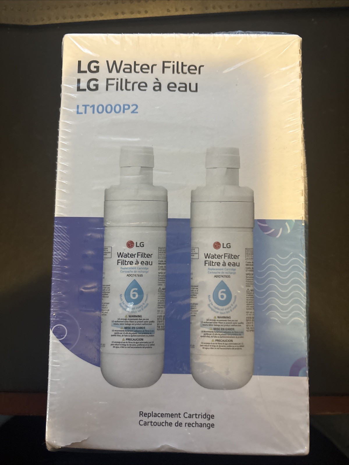 2 Pk Genuine LG LT1000P2 6-Month / 200 Gal Refrigerator Replacement Water Filter