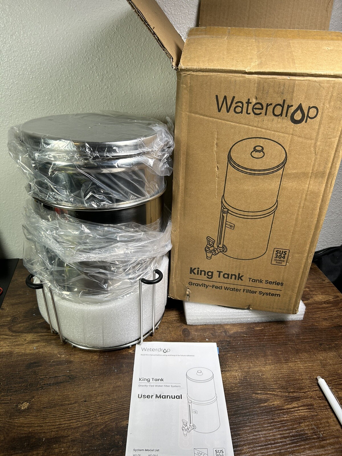 Waterdrop WD-TK-FS Gravity-fed Water Filter System, Stainless Steel 2.25 Gallon
