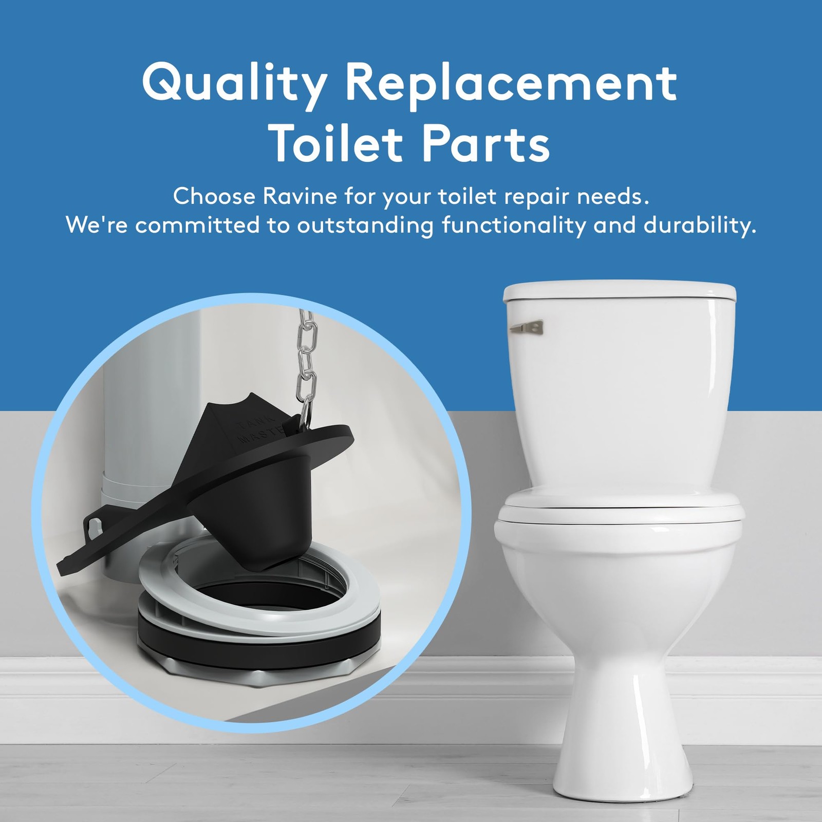 Universal 2 Inch Toilet Flapper Replacement & Chain – Fits 2 Inch Toilet Flus…