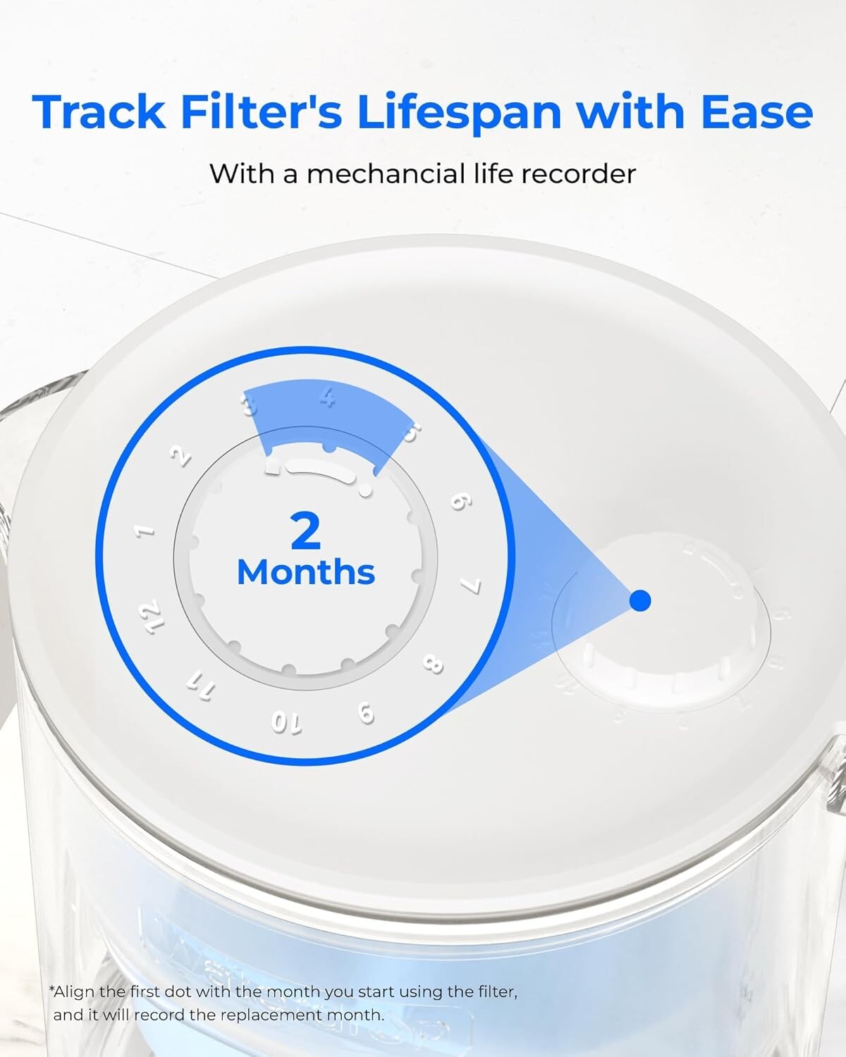 [Alkaline] Waterdrop Glass Alkaline Water Filter Pitcher with 1 Filter, Clear