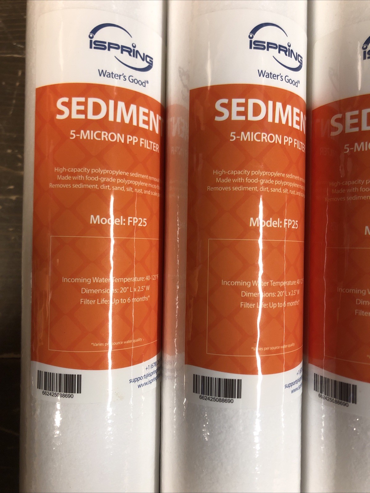 iSpring Sediment Filter FP25 3 Pack- 5 Micron 20 X 2 1/2 (20″x2.5″)