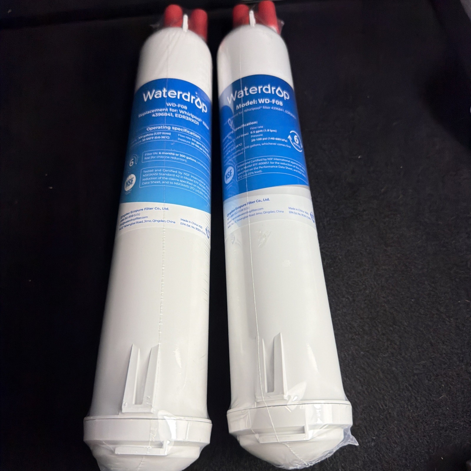 NIP Waterdrop WD-F08 Water Filter (2 PACK) NEW H