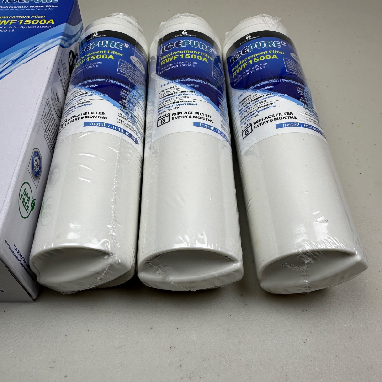 3 PACK ICEPURE MSWF Refrigerator Water Filter Compatible with GE RWF1500A