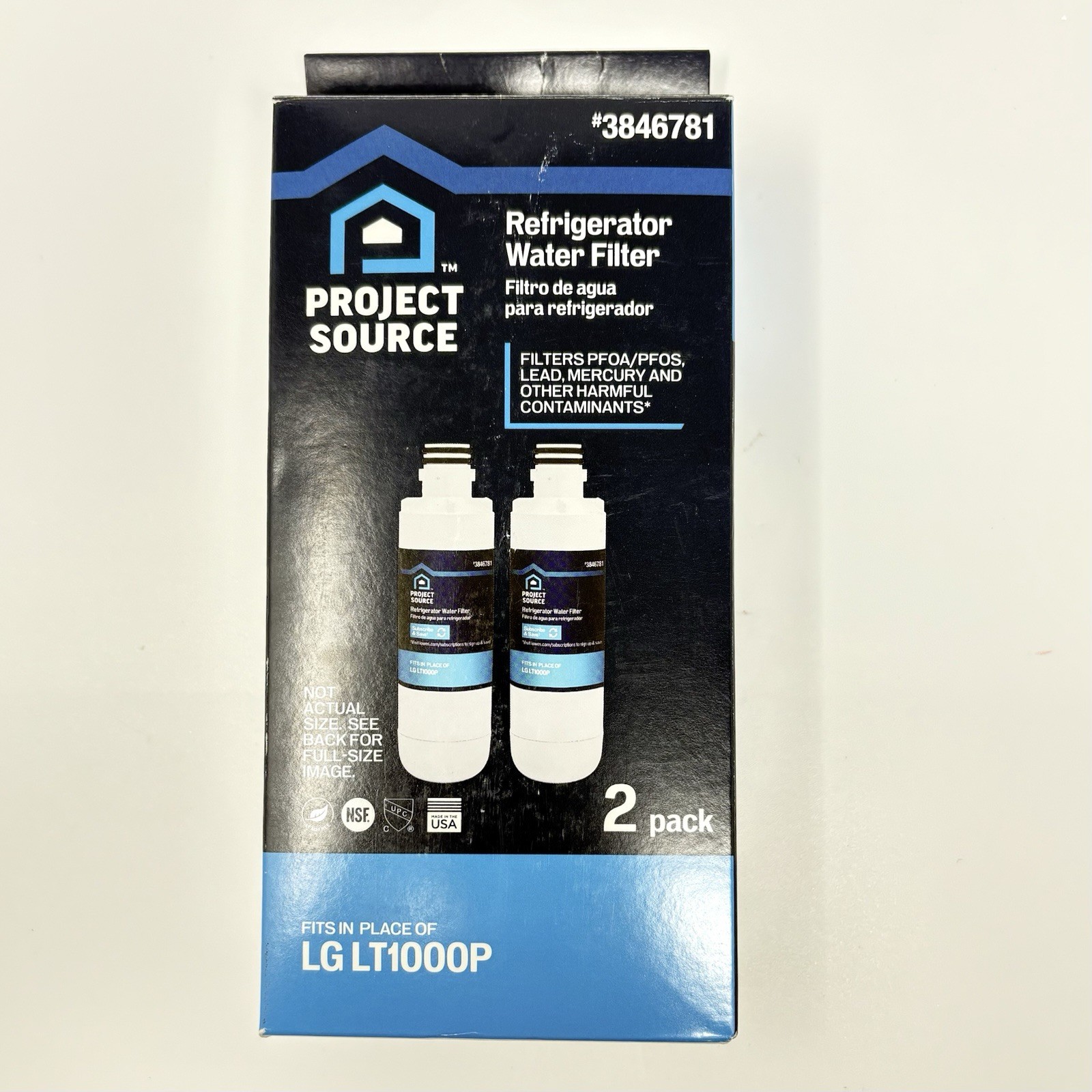 Project Source Refrigerator Water Filter L-5-2 Fits LG LT1000P 2-Pack 3846781