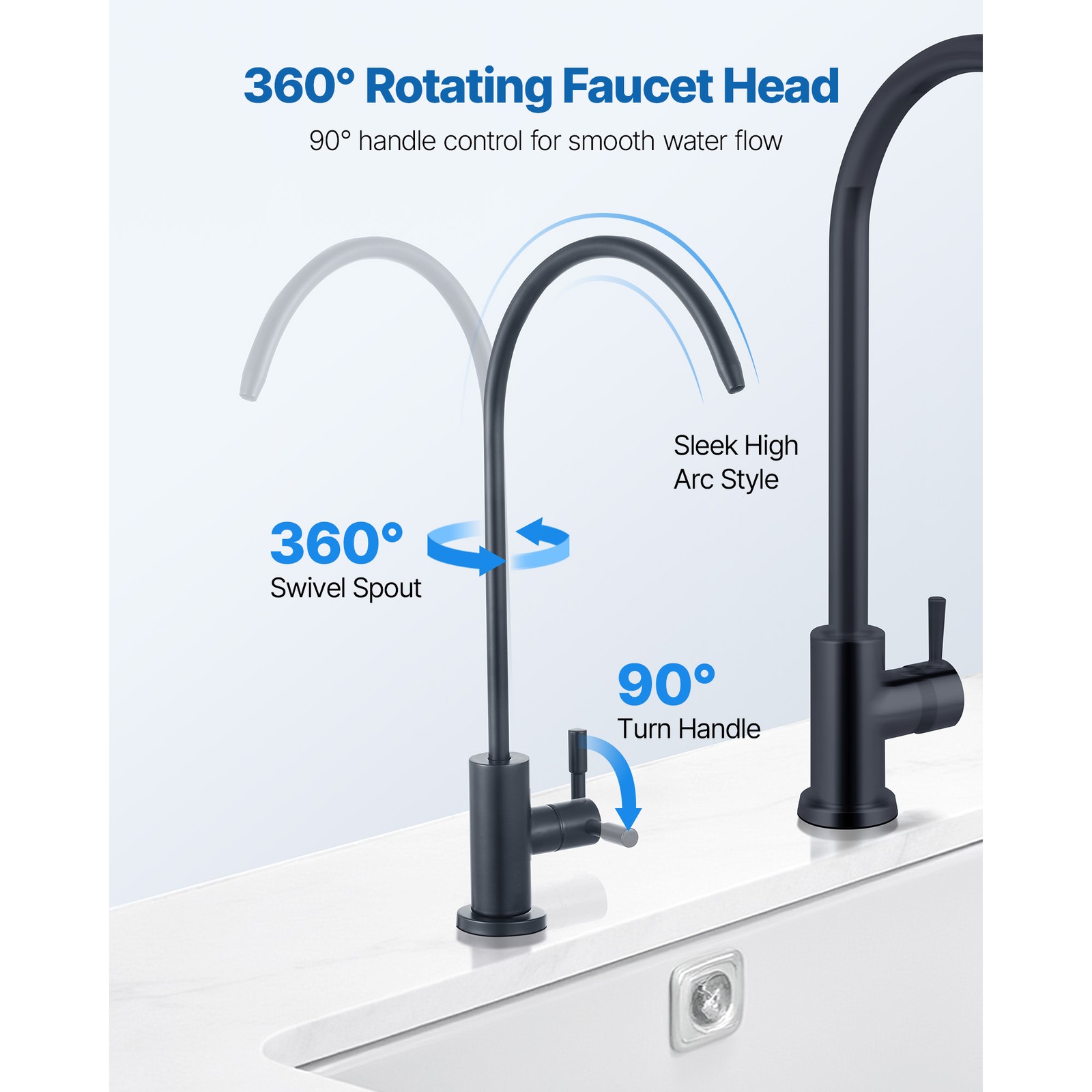 Uimoso Matte Black Lead-Free Faucet for Reverse Osmosis Water Filtration Faucet