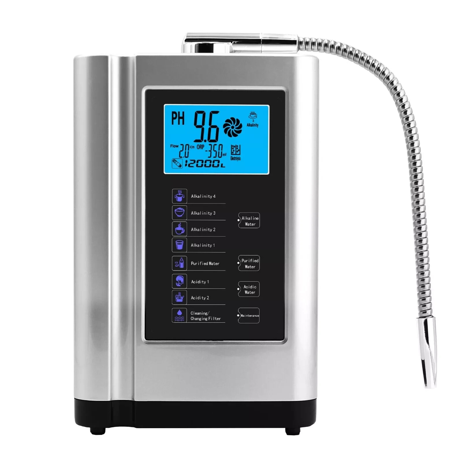 Alkaline Water Ionizer Machine Hydrogen Water Purifier pH4-10.5 Water Filter