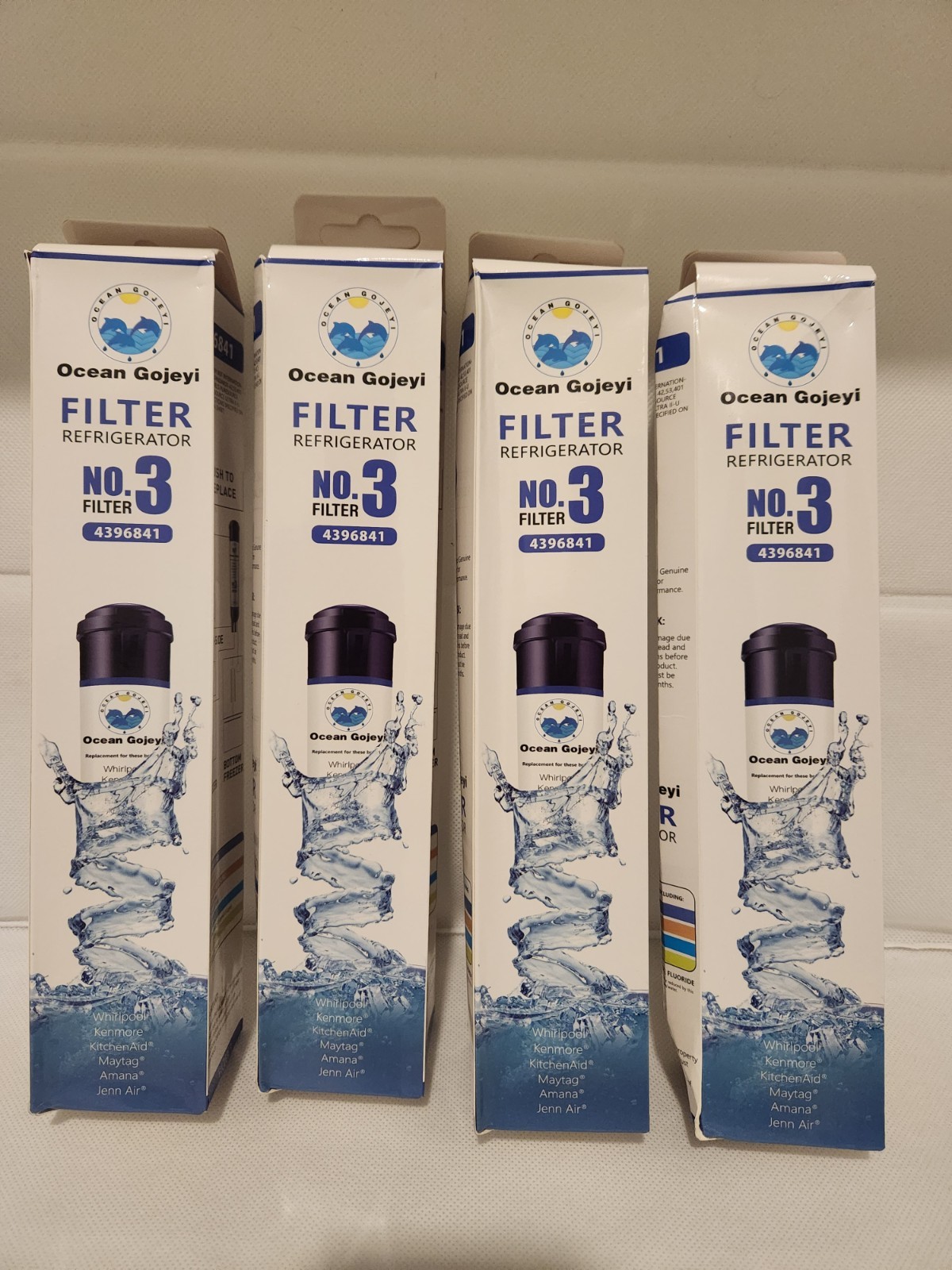 4x New Sealed Replacement Refrigerator Filter Model GP003 4396841 – Damaged Box