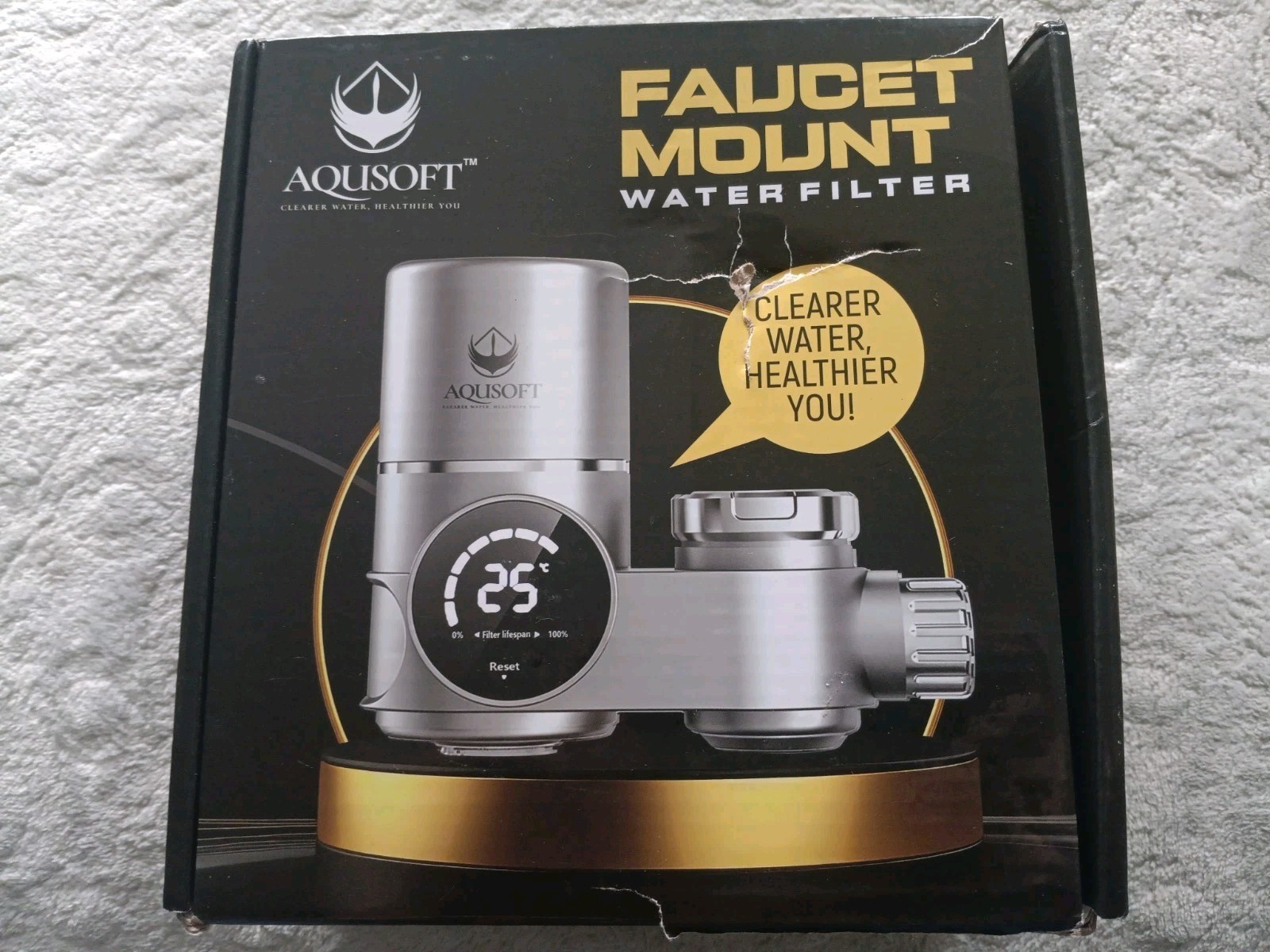 AQUSOFT Faucet Mount Water Filter LED Sink Water Filter 99% Filtration