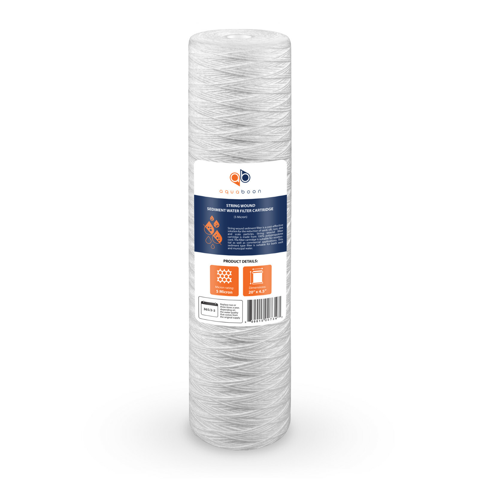 2PK of 20″ Big Blue String Wound Sediment Water Filter Cartridge 5µm by Aquaboon