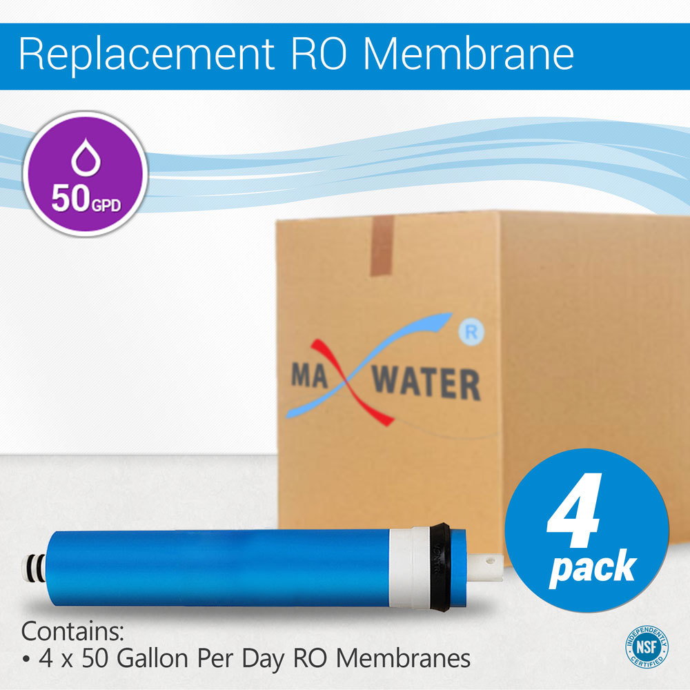 4 Pack 50 GPD Membrane Reverse Osmosis Max Water Filter Universal RO System NSF