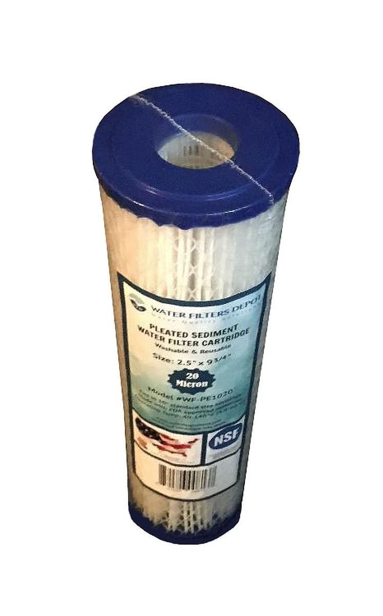 WF-PE1020 2.5-inch x 9-3/4-inch Pleated Sediment Water Filter Cartridge, fits…
