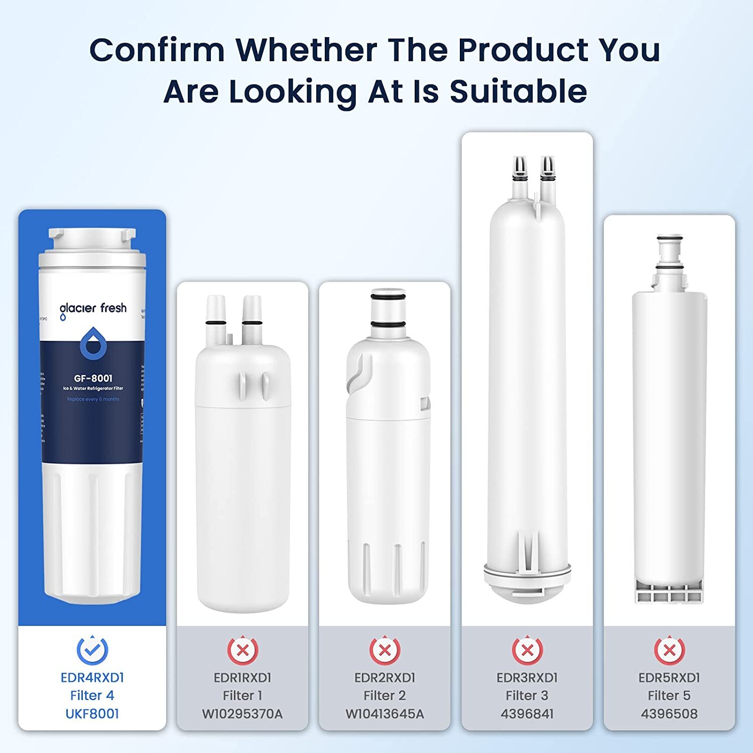 1 2 3 4 Pack EDR4RXD1 UKF8001 Refrigerator Water Filter Whirlpool Maytag Puricle