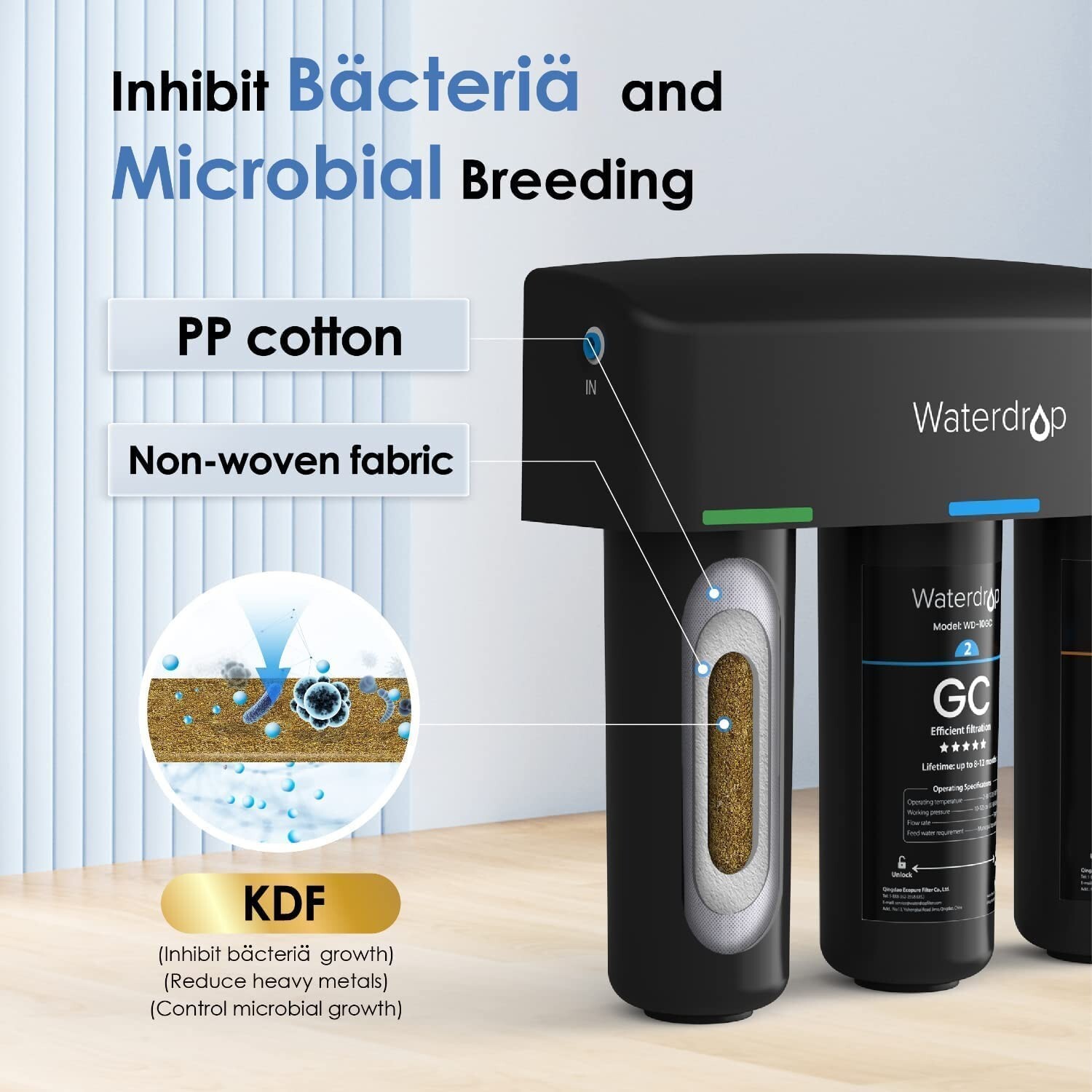 Waterdrop TSB 3-Stage High Capacity Under Sink Water Filter, Reduces PFAS/PFOA