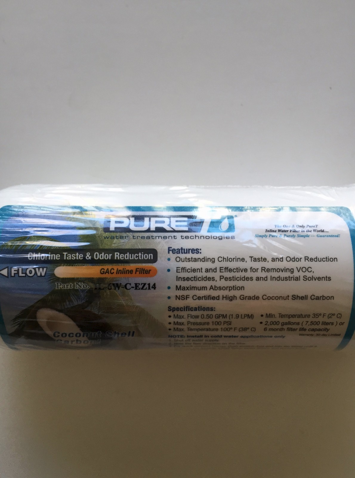 REVERSE OSMOSIS 6 x 2 IN-LINE CARBON FILTER 1/4″ QUICK CONNECT ENDS – 9 Filters