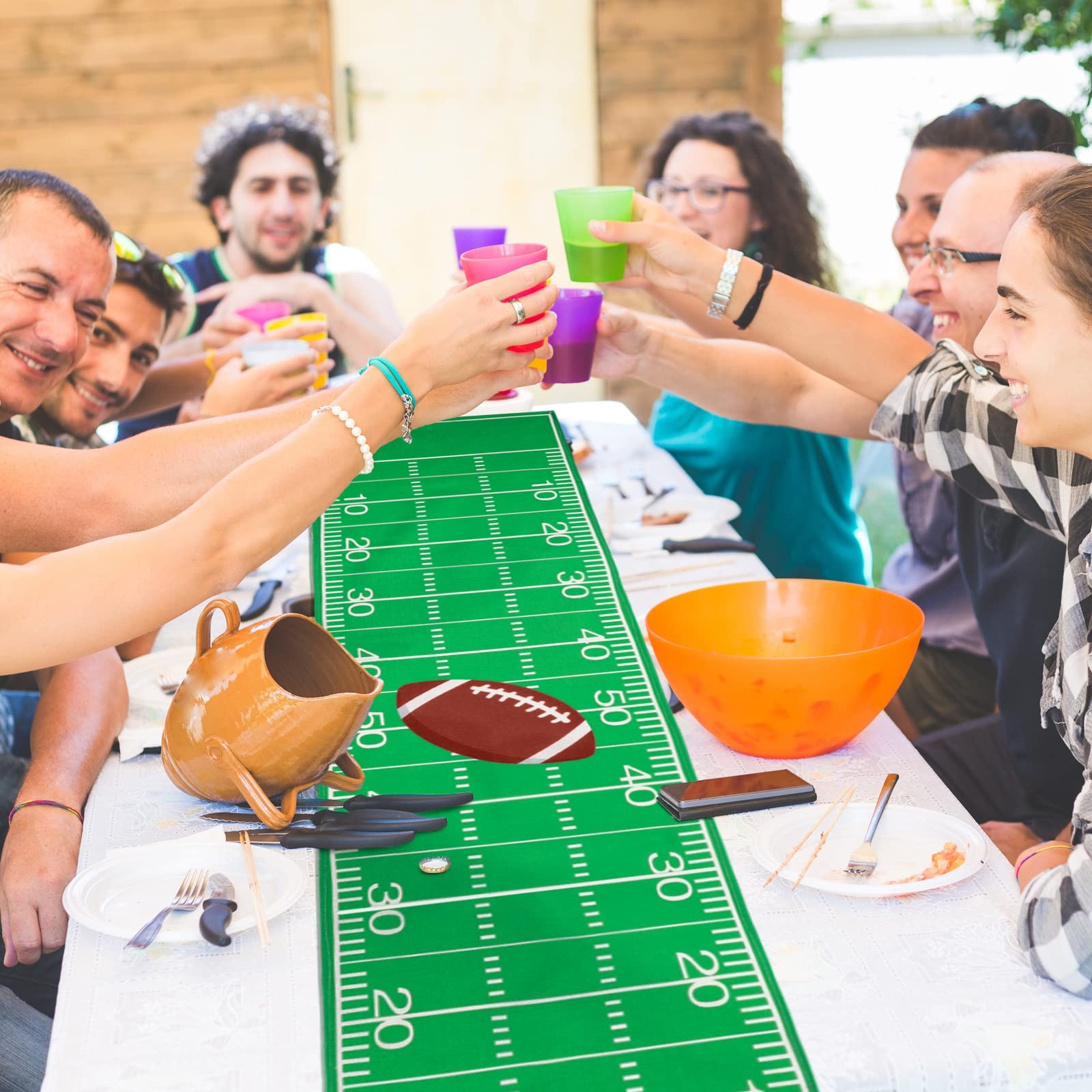 Tegeme 2 Pcs Football Table Runner Party 14 x 72 inch, Multi Color