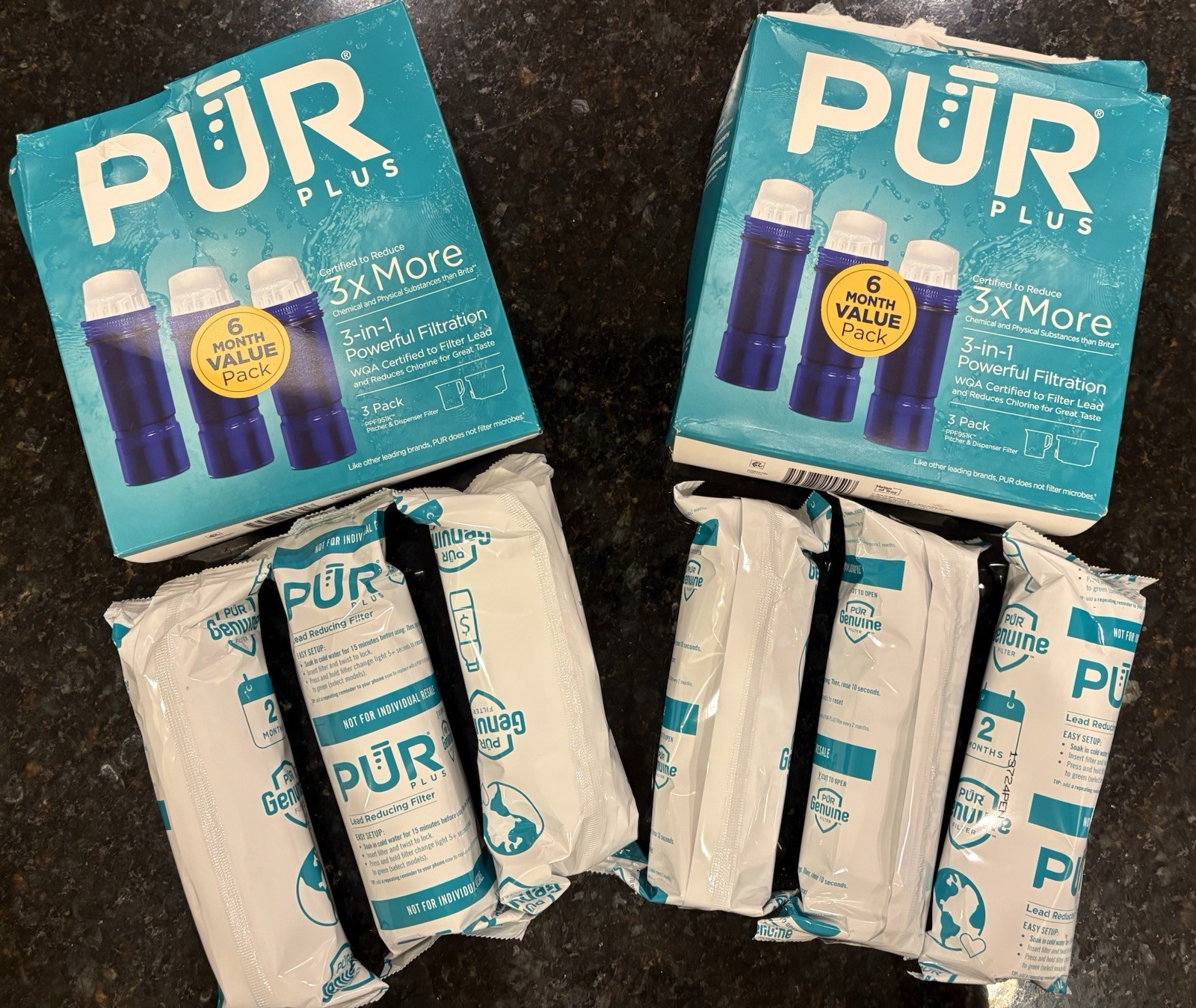 6 Pack PUR PLUS 3x More 3-in-1 Water Pitcher Replacement Filter PPF951K READ DES