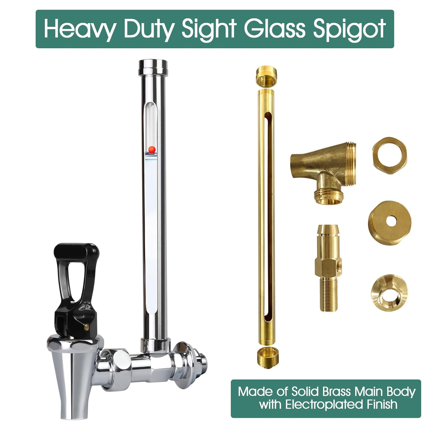 Sight Glass Spigot for Berkey Water Filter Gravity-Fed System,10″Inside Brass Si