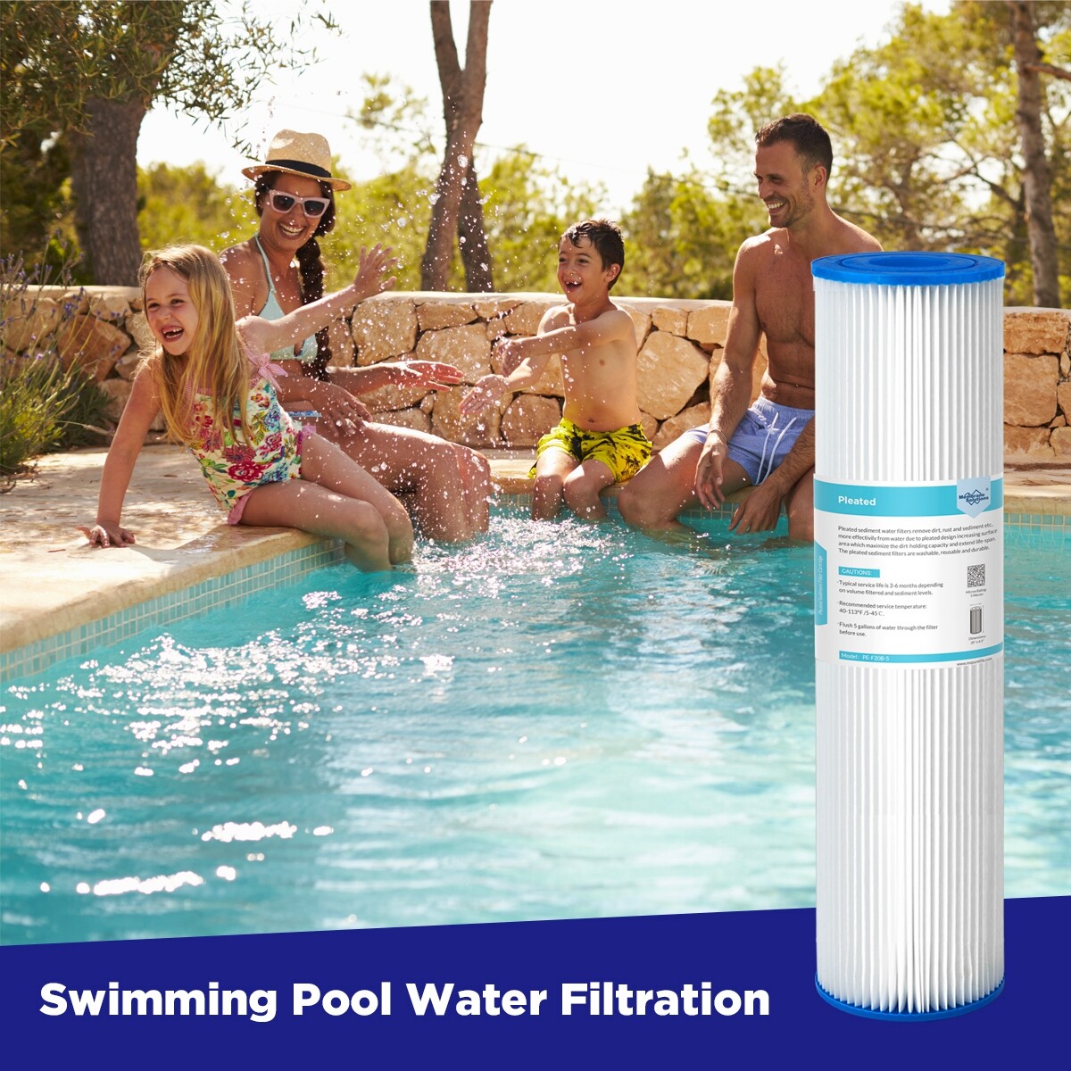 Whole House Washable Pleated Sediment Water Purifier Filter 10″x2.5″ Replacement