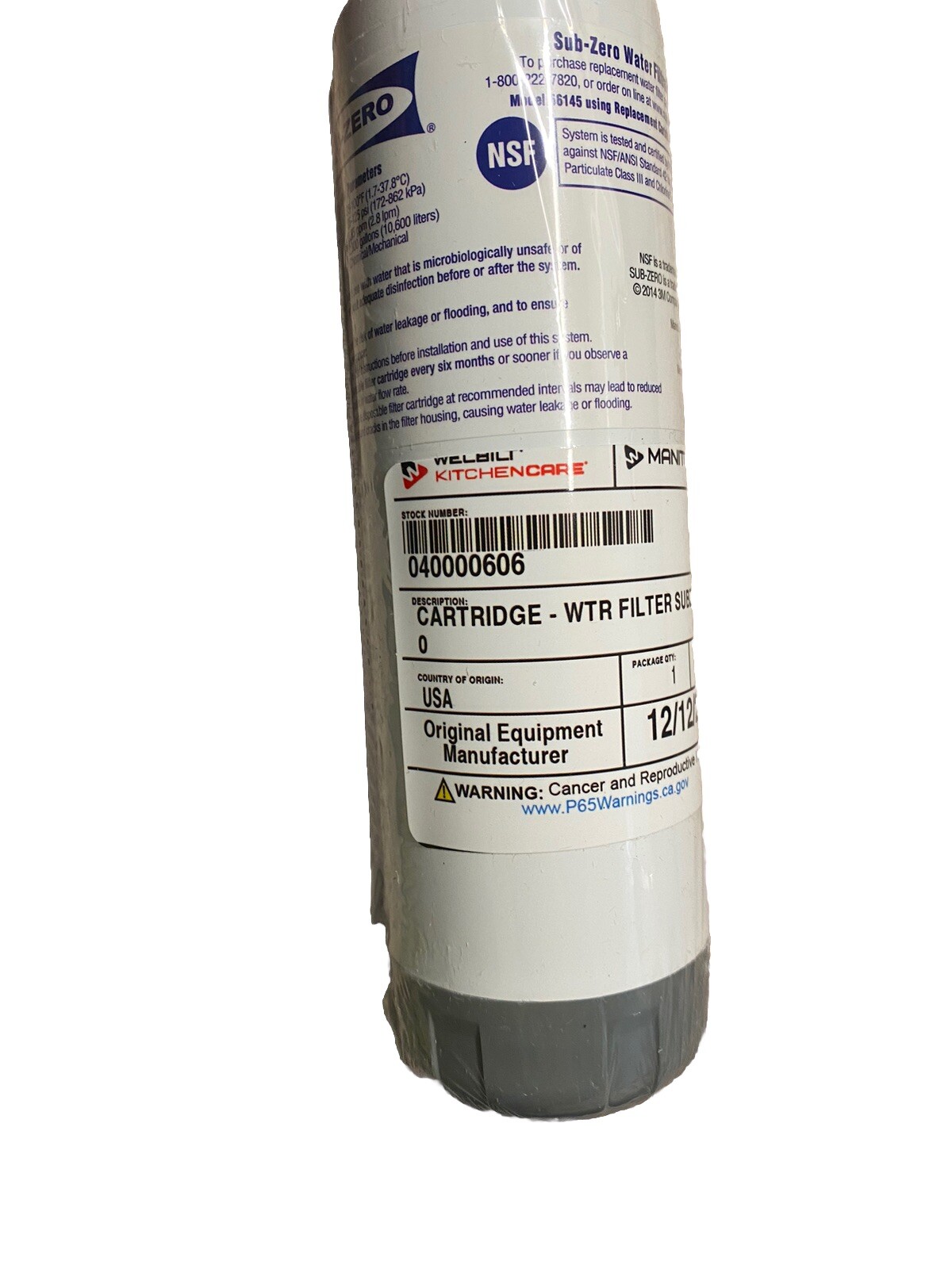 SUB ZERO Water Filter 7012333